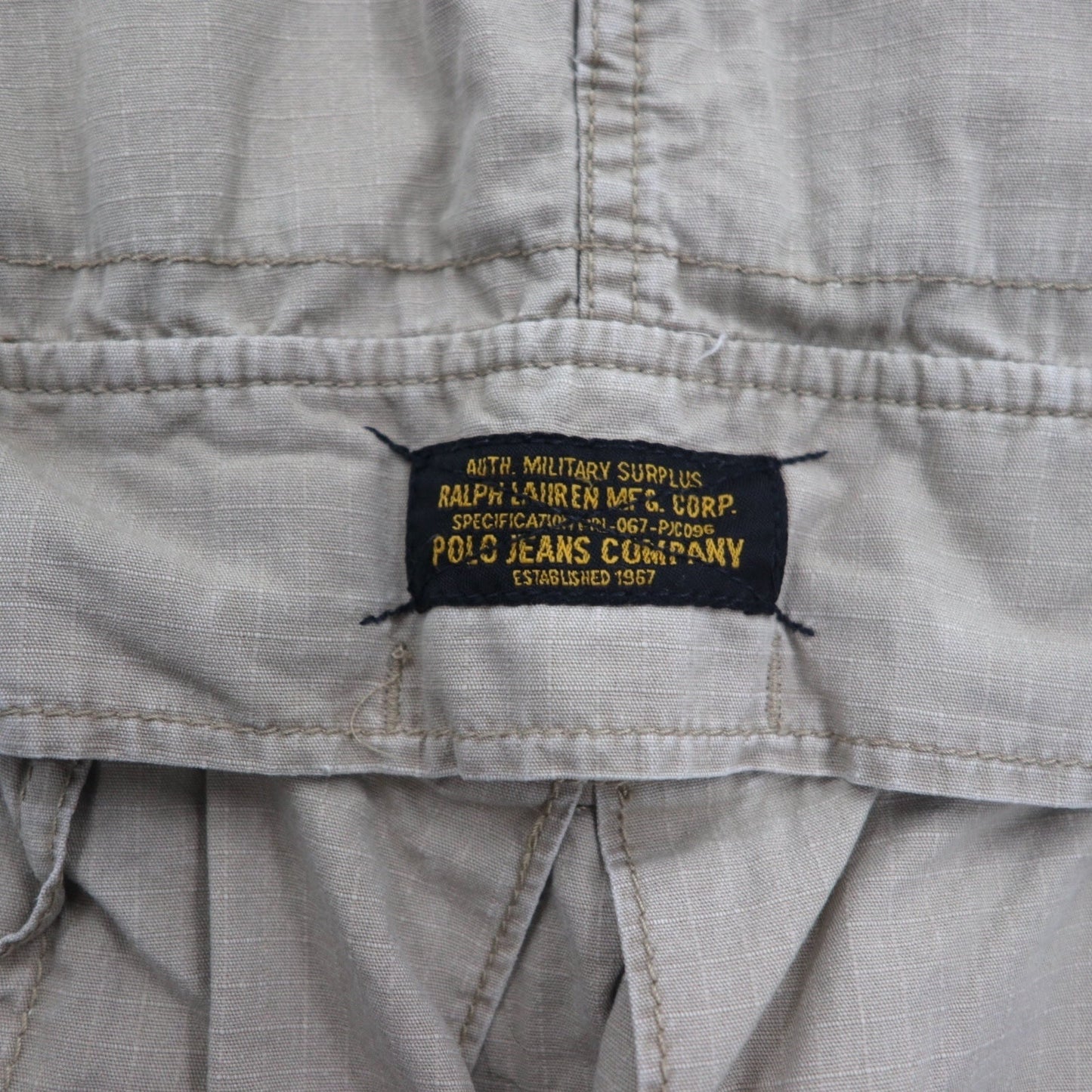 POLO JEANS CO. RALPH LAUREN 90s Ripstop Cargo Shorts, Size L, Khaki, Cotton