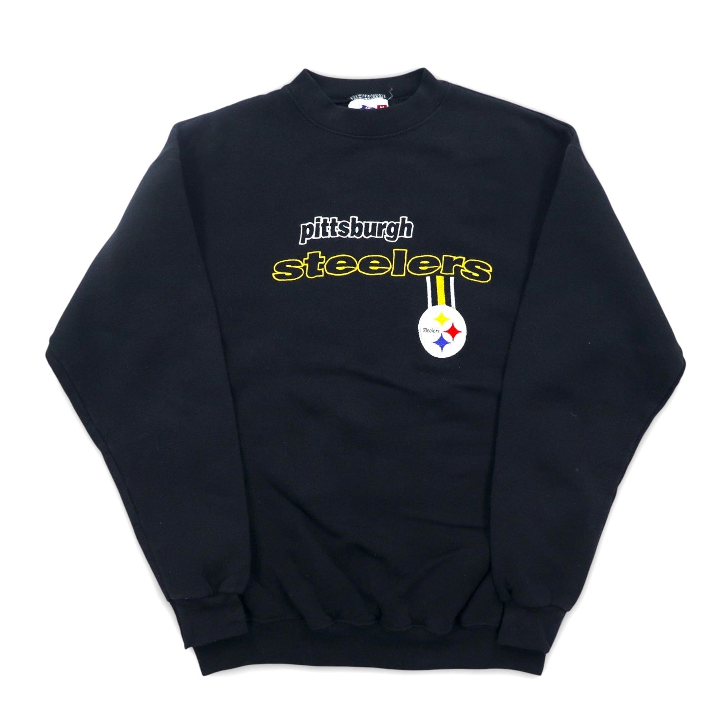 90s NFL ATHLETIC Logo Embroidered Sweatshirt, Size M, Black, PITTSBURGH STEELERS, Made in Mexico