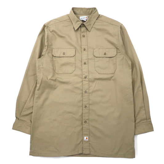 Carhartt Twill Work Shirt, Large, Tall, Beige, Polyester/Cotton, S224, Made in Mexico