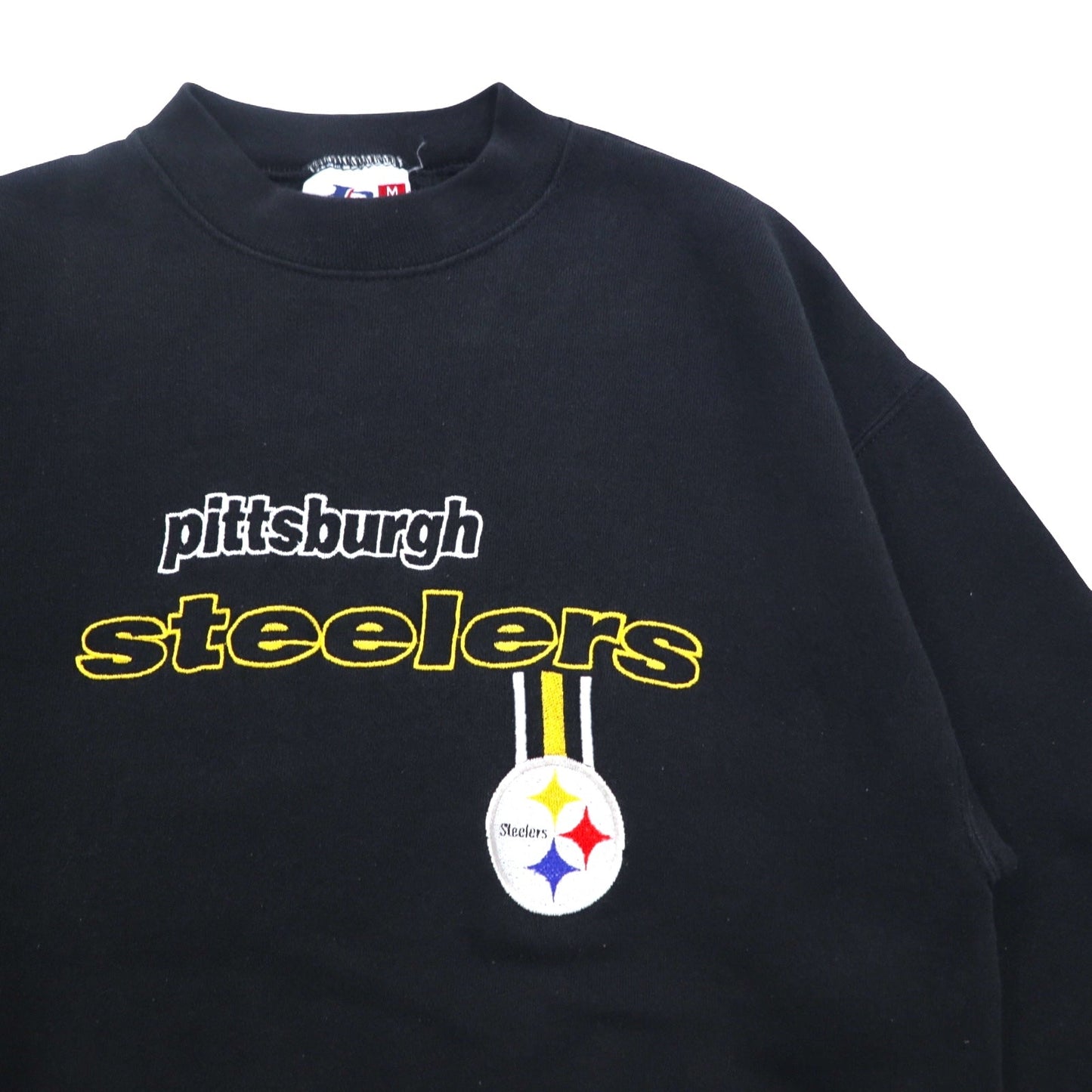 90s NFL ATHLETIC Logo Embroidered Sweatshirt, Size M, Black, PITTSBURGH STEELERS, Made in Mexico