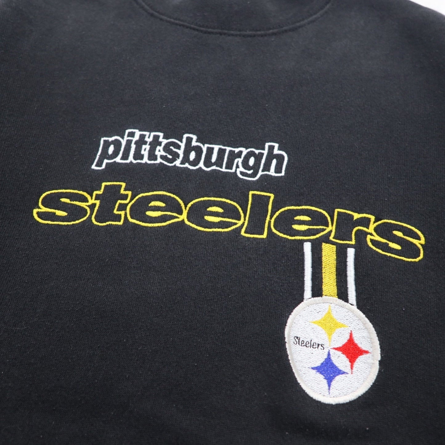 90s NFL ATHLETIC Logo Embroidered Sweatshirt, Size M, Black, PITTSBURGH STEELERS, Made in Mexico