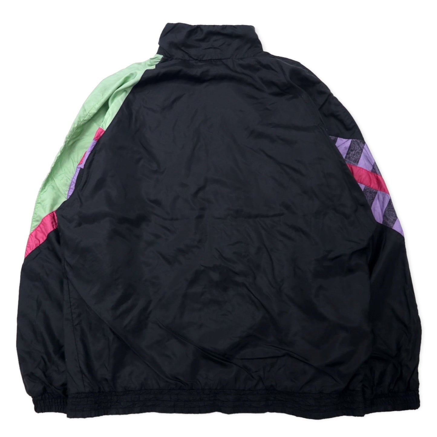 Adidas 90s Nylon Windbreaker Jacket F180 Black Trefoil Logo Silver Tag Oversized