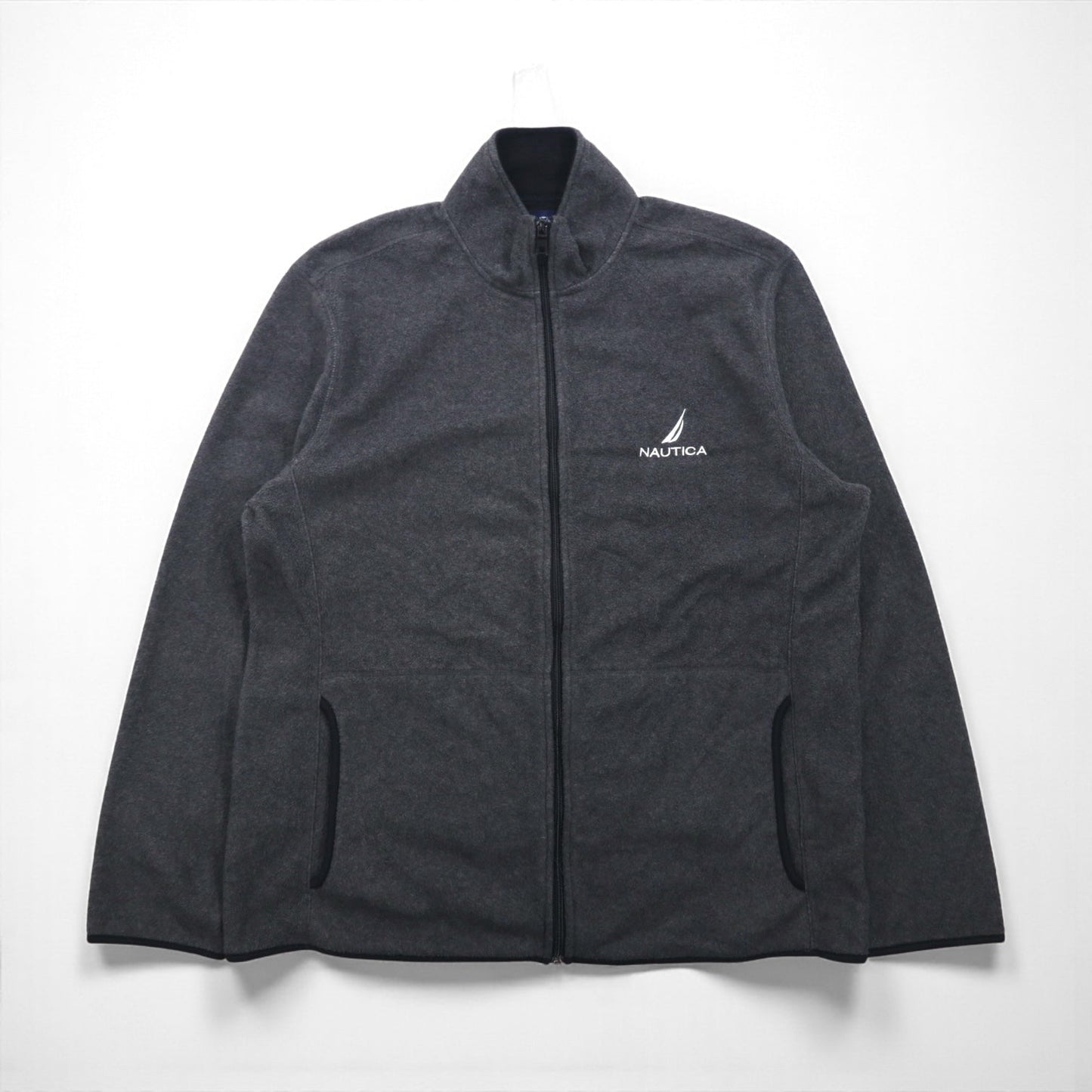 NAUTICA フルジップ フリースジャケット XL グレー ドローコード