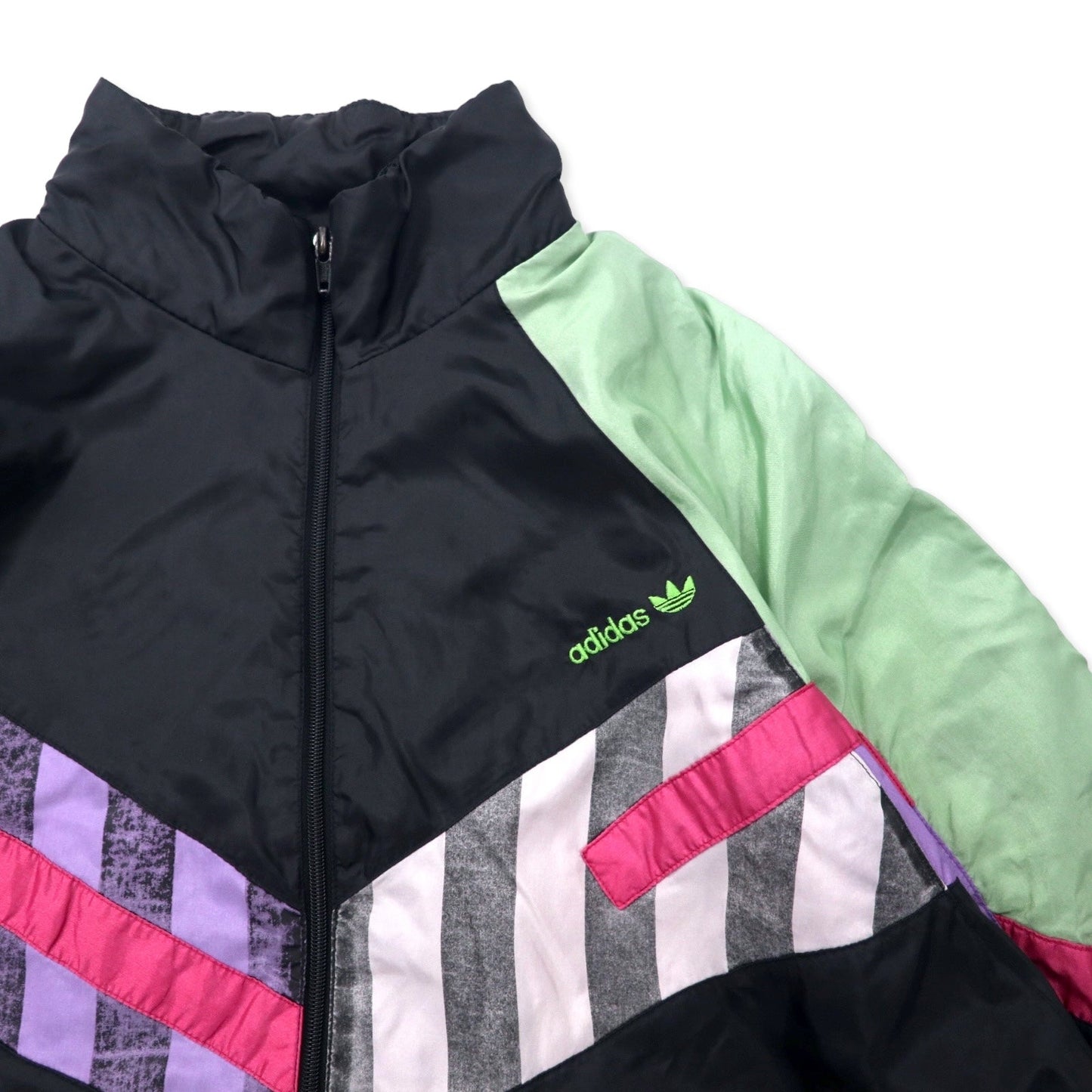 Adidas 90s Nylon Windbreaker Jacket F180 Black Trefoil Logo Silver Tag Oversized