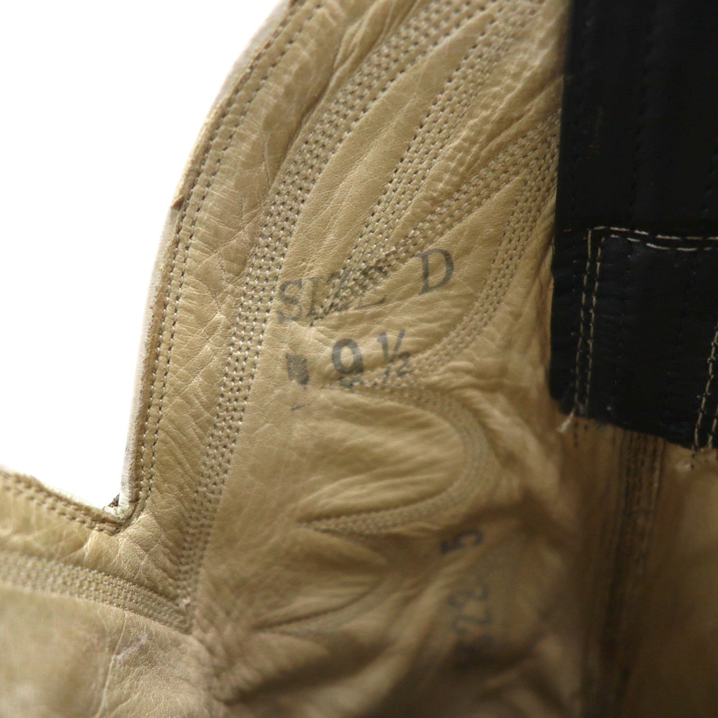 Vintage 90s Leather Cowboy Western Boots by Cristobal Romero, Size 27.5cm, Stitch Embroidery, 9622