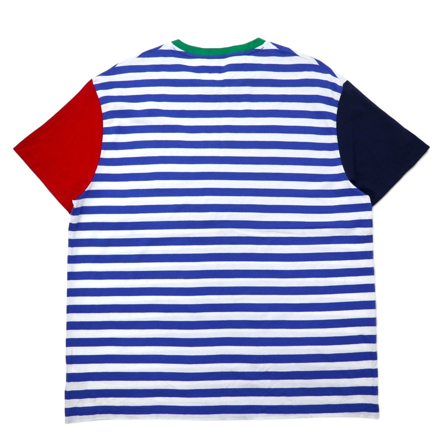 POLO RALPH LAUREN Classic Fit Striped T-Shirt, Pocket T, XL, Blue and White Cotton, Color Block, Small Pony Embroidery
