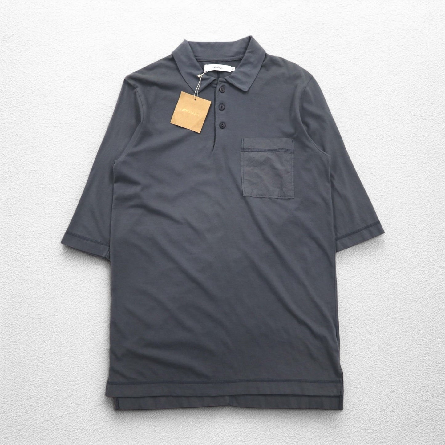SUBTLE Polo Shirt, Size Small, Gray, Chest Pocket, Silver and Gold, Made in Japan, Unused