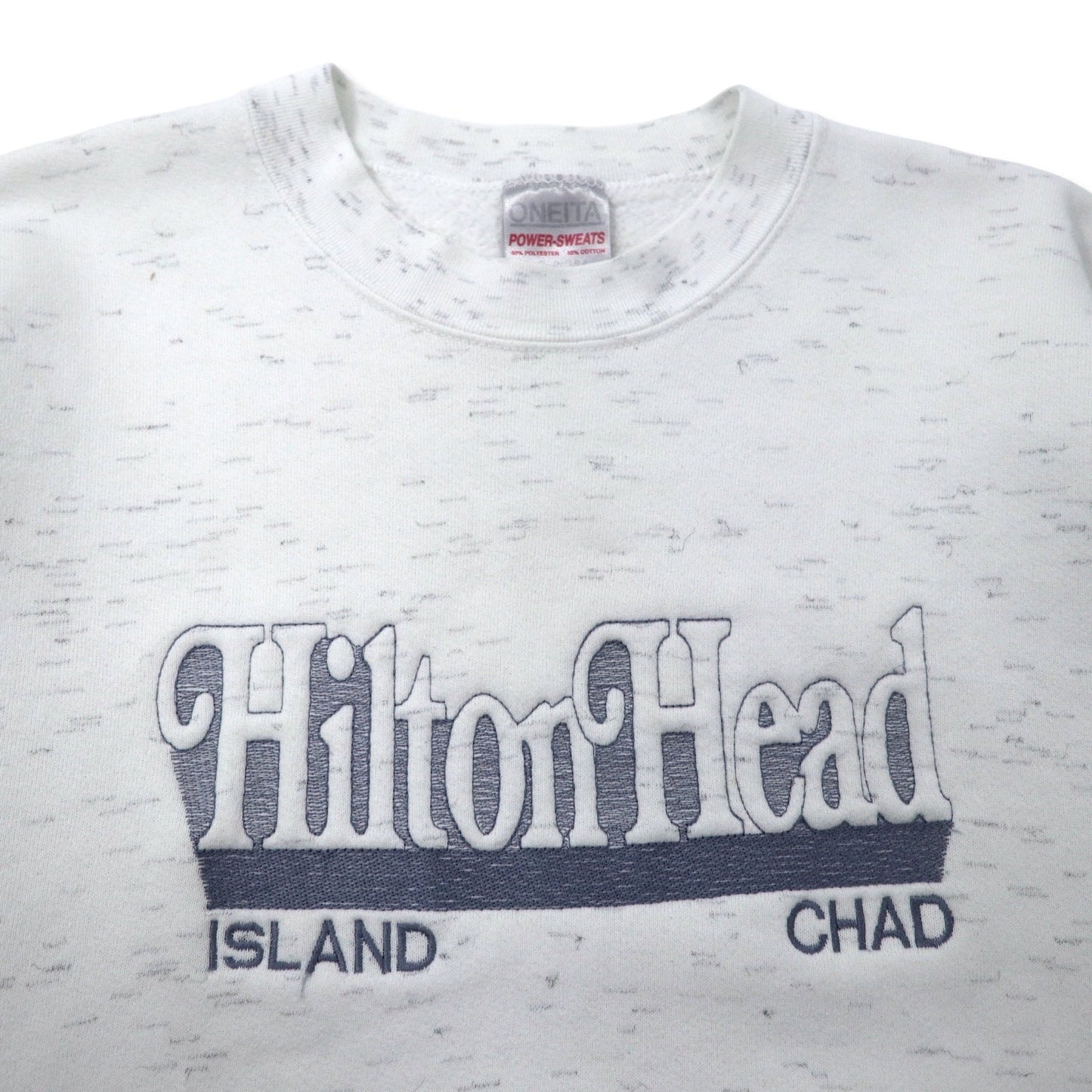 ONEITA USA Made 90s Embroidered Sweatshirt, XL, White Cotton, Hilton Head Island, Big Size