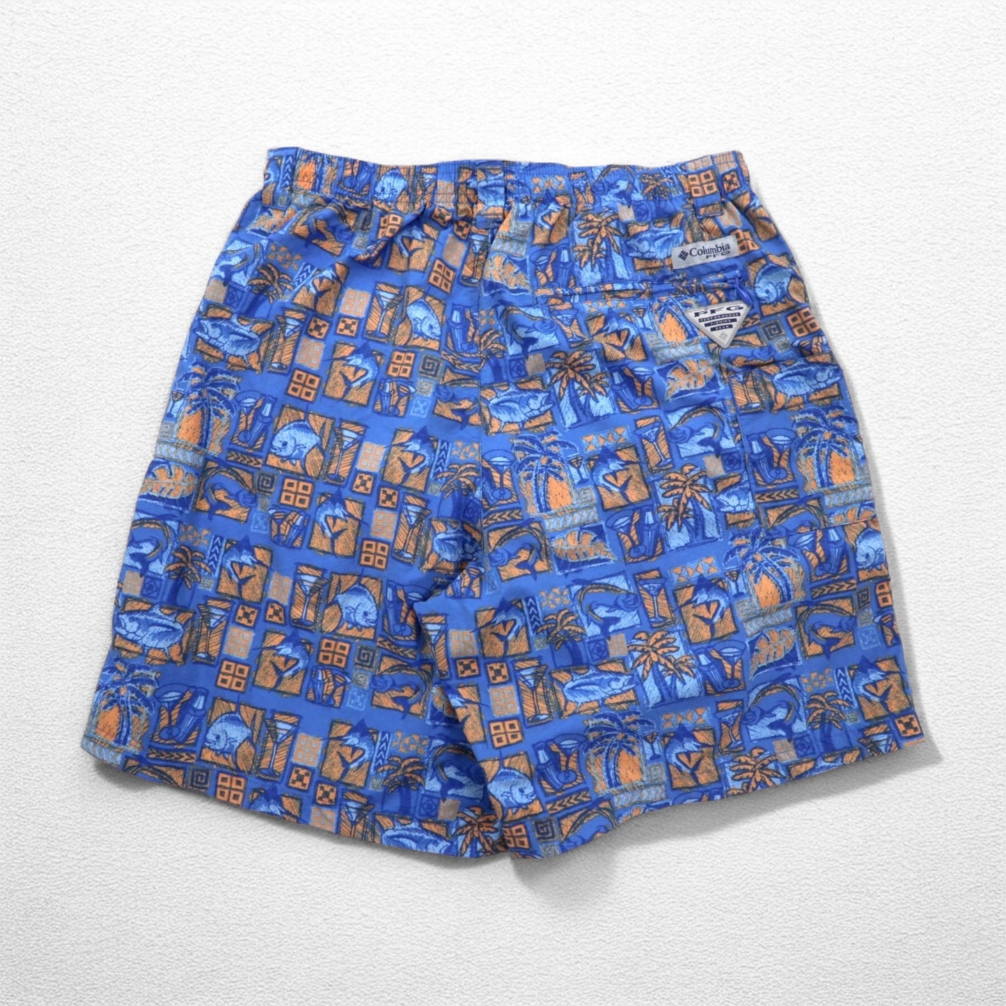 Columbia PFG Amphibious Super Back Cast Water Shorts, Size Small, Blue, All-Over Print, Nylon, FM1107