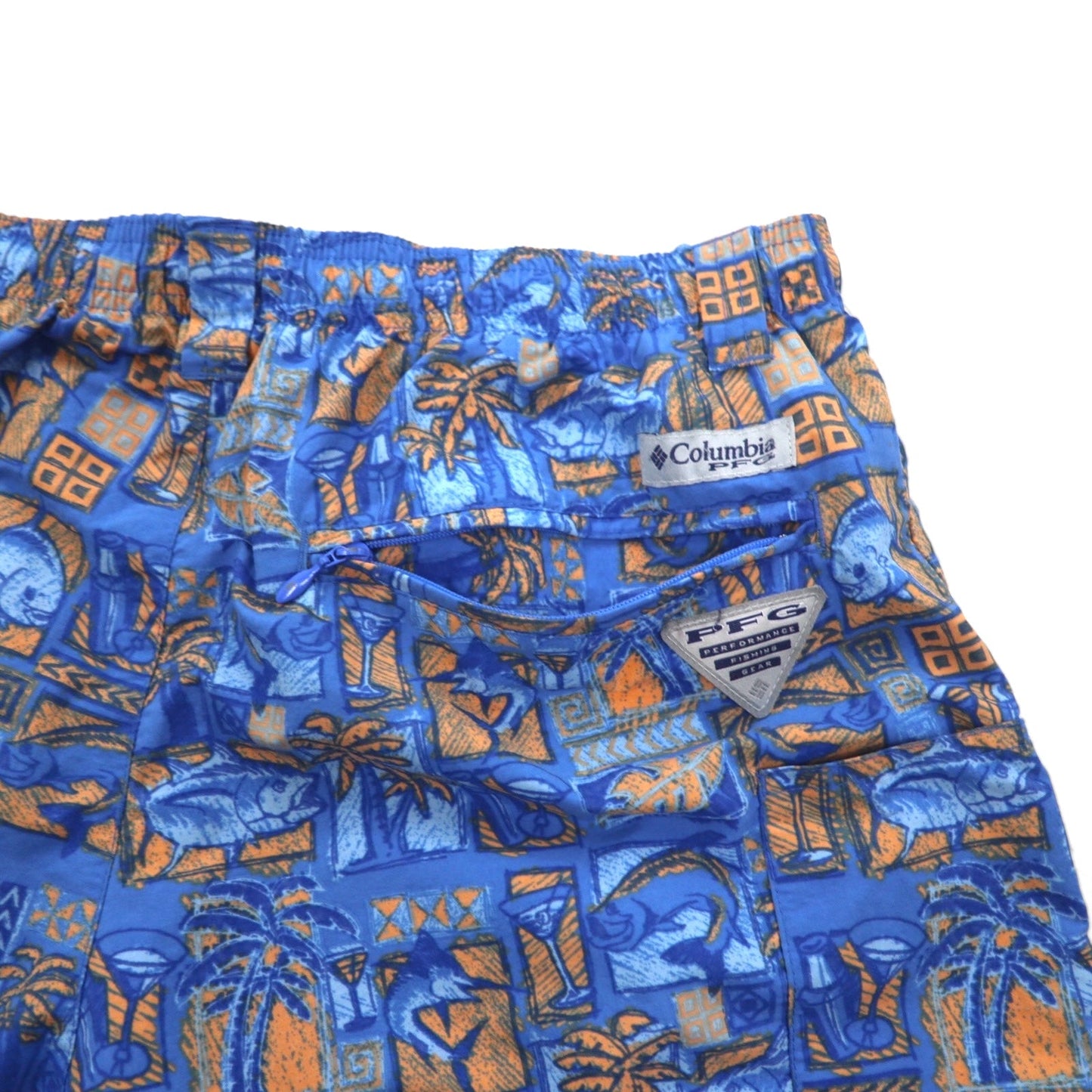 Columbia PFG Amphibious Super Back Cast Water Shorts, Size Small, Blue, All-Over Print, Nylon, FM1107