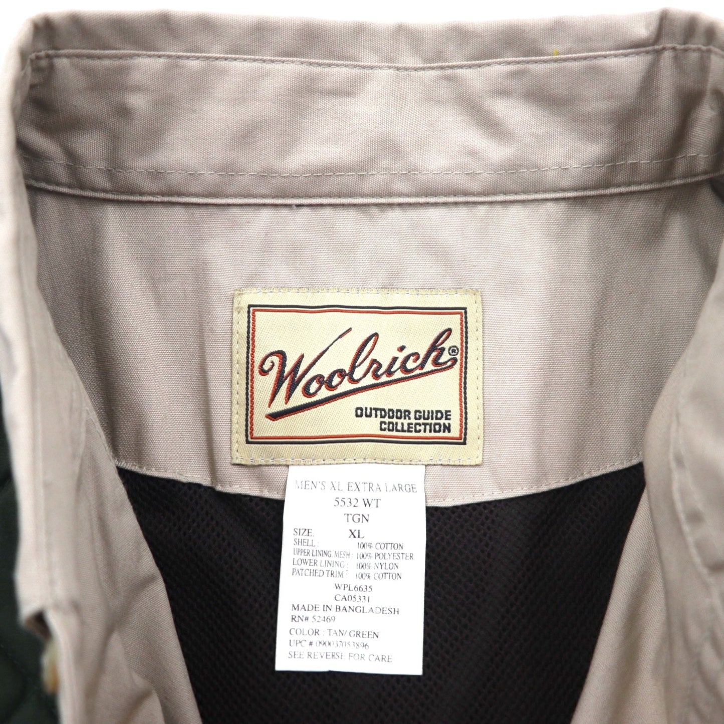Woolrich 00年代 キルティング 切替 ハンティング シャツ XL ベージュ グリーン 胸ポケット OUTDOOR GUIDE COLLECTION 未使用品