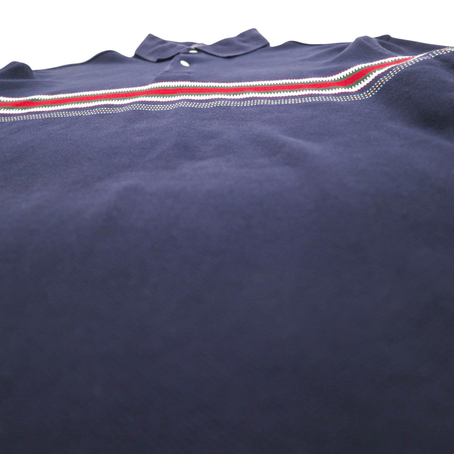 TOMMY HILFIGER 長袖ポロシャツ ラガーシャツ L ネイビー コットン 鹿の子 スリランカ製