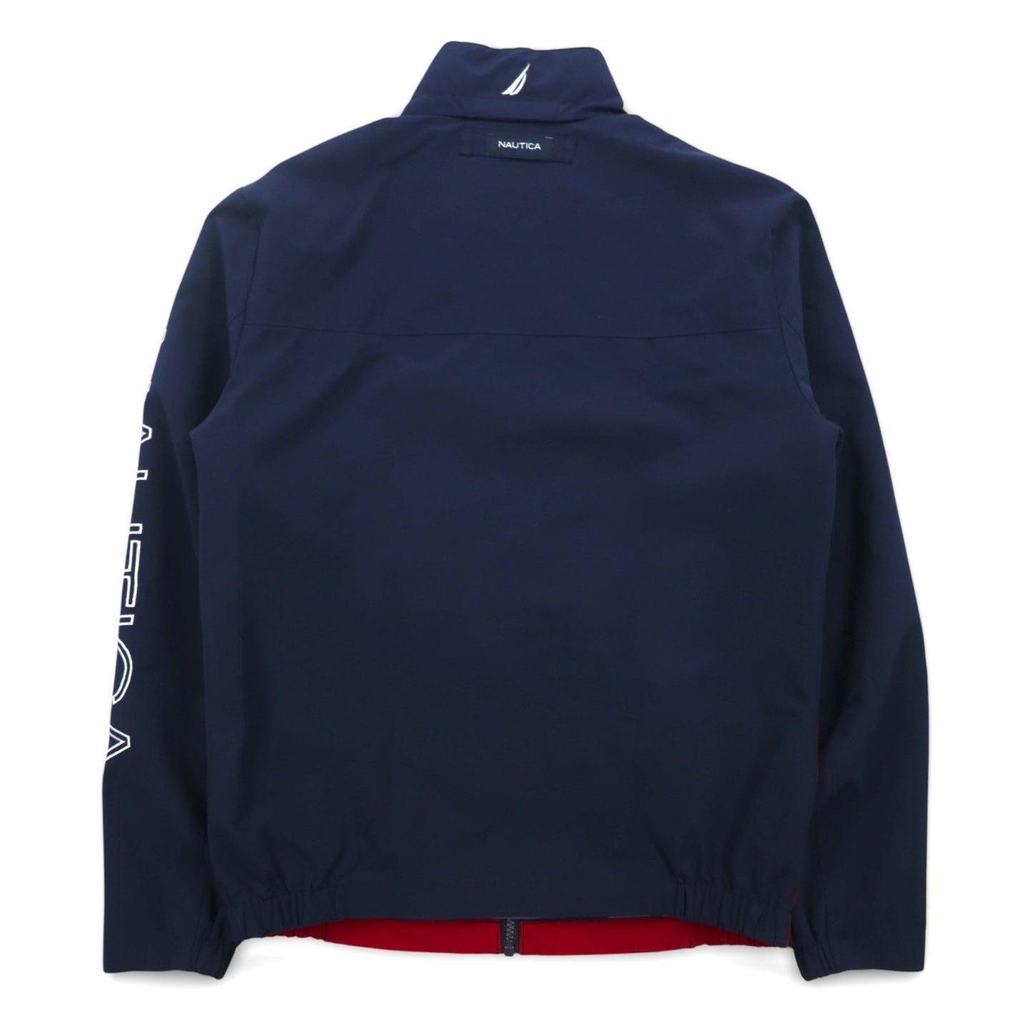 NAUTICA セーリングジャケット ナイロンジャケット M トリコロールカラー ネイビー 袖ロゴ フード収納式