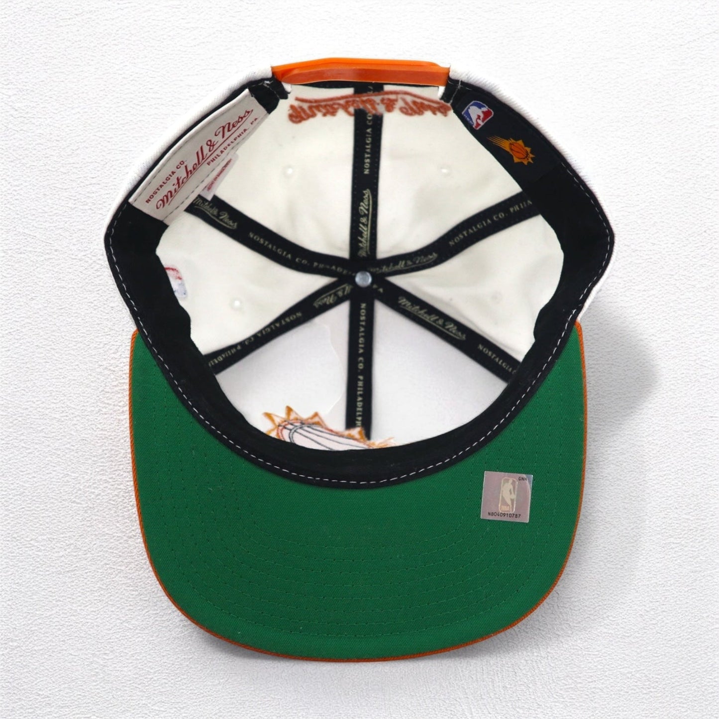 Mitchell & Ness NBA Phoenix Suns Two-Tone Snapback Baseball Cap, Free Adjustable Fit, White and Orange
