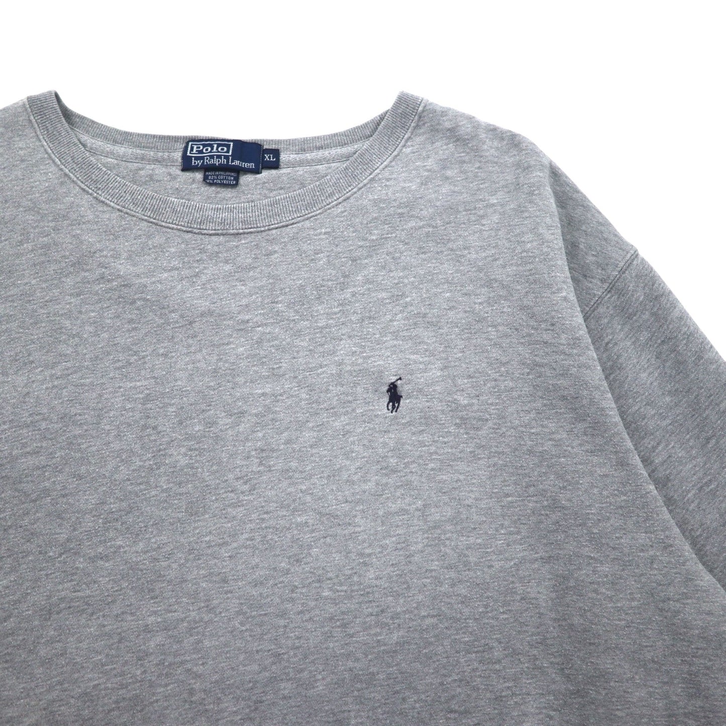 Polo by Ralph Lauren 90s Crew Neck Sweatshirt, XL, Gray, Small Pony Embroidery