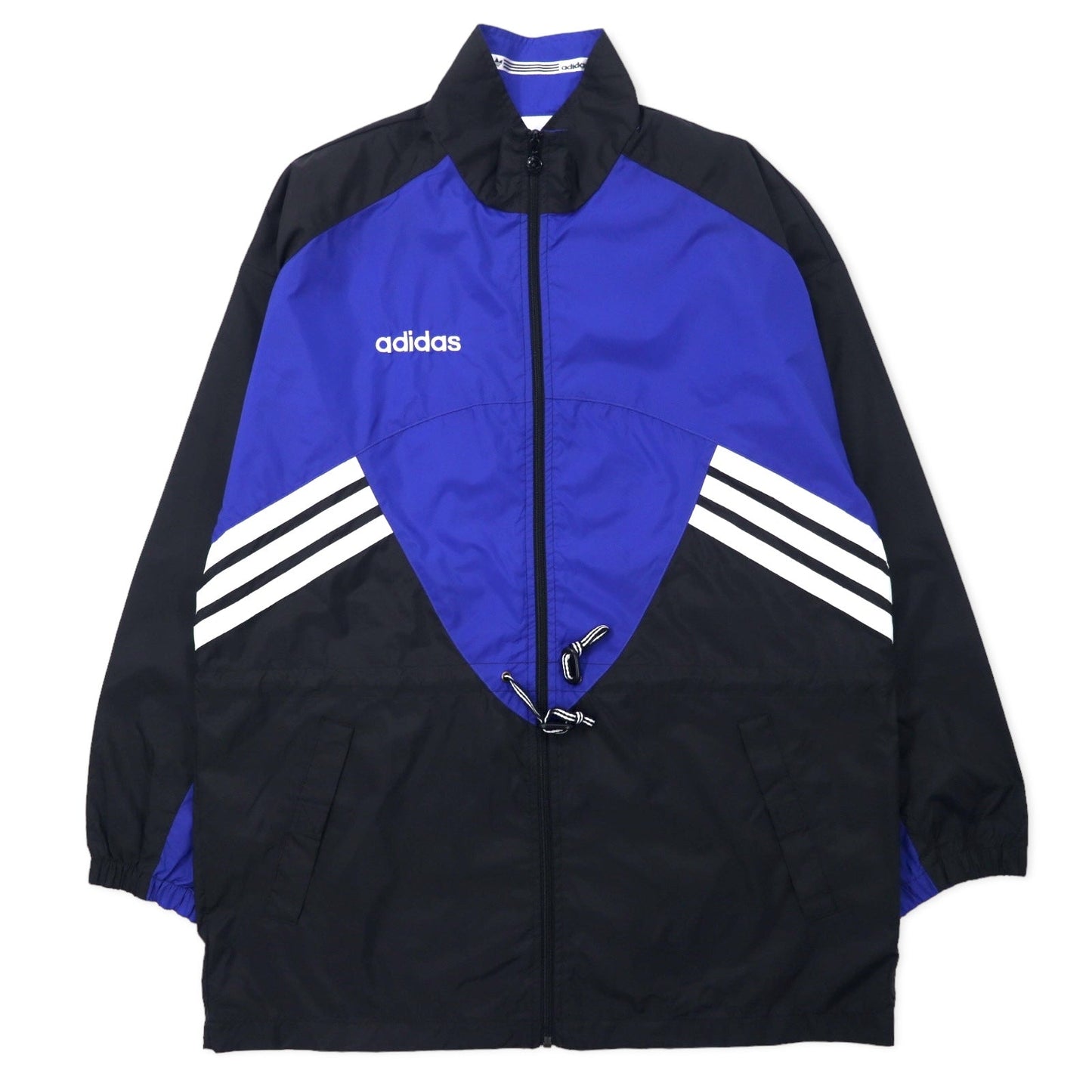 Adidas 90s Nylon Jacket F180 Blue Black Drawcord Silver Tag Trefoil Logo Oversized