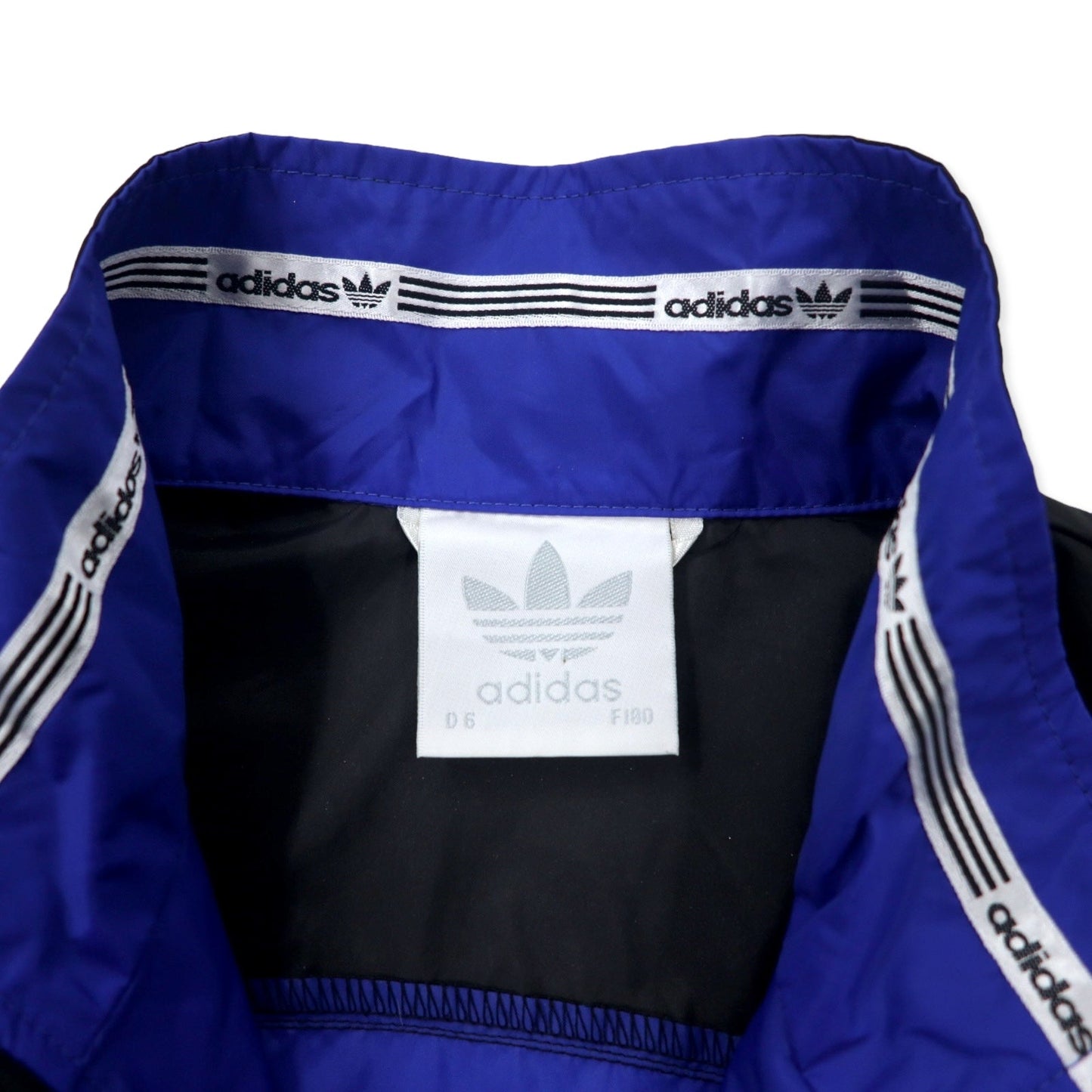 Adidas 90s Nylon Jacket F180 Blue Black Drawcord Silver Tag Trefoil Logo Oversized