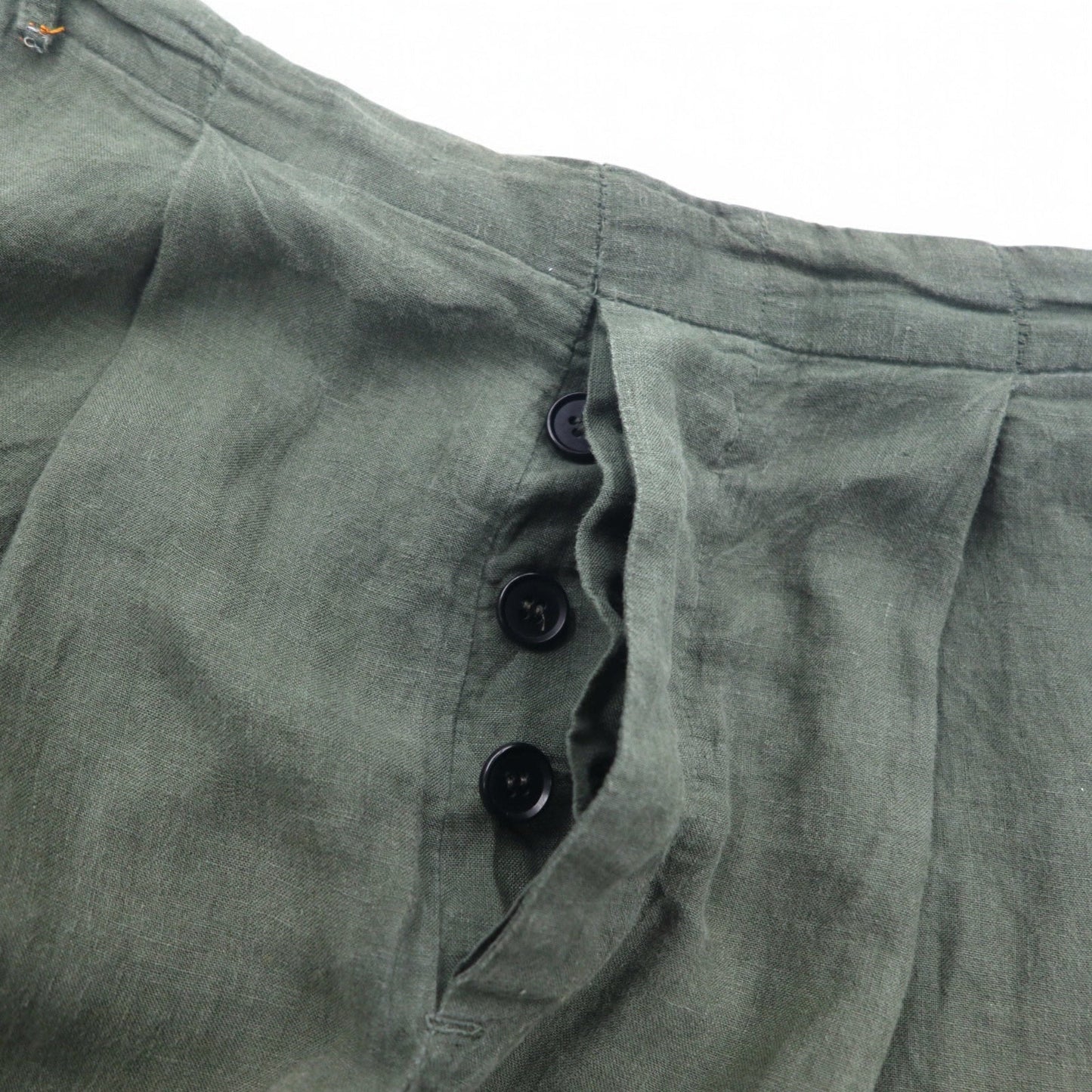 Badhiya リネン ワイドパンツ イージーパンツ FREE カーキ 麻 インド製