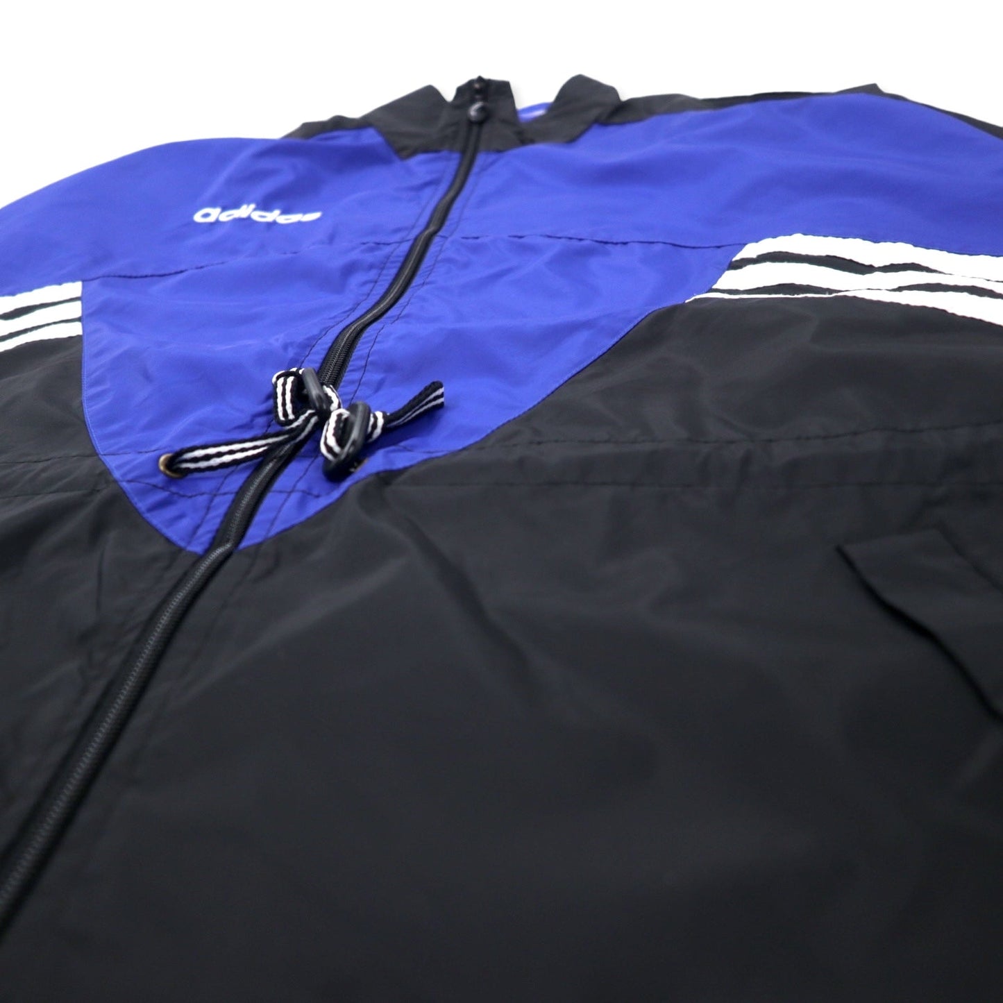 Adidas 90s Nylon Jacket F180 Blue Black Drawcord Silver Tag Trefoil Logo Oversized