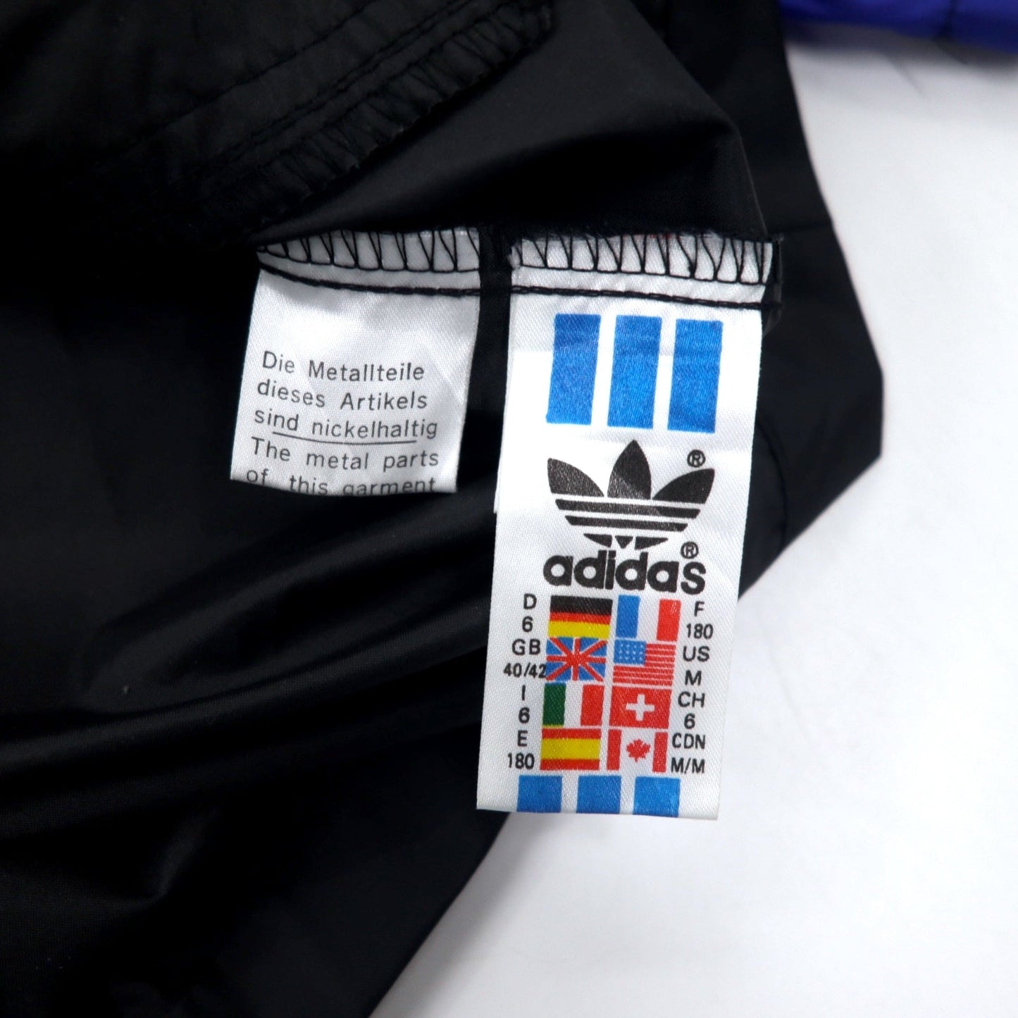 Adidas 90s Nylon Jacket F180 Blue Black Drawcord Silver Tag Trefoil Logo Oversized