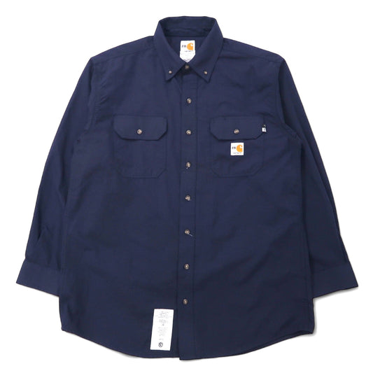 Carhartt FR Button-Down Work Shirt, Size L, Navy, Made with Flame-Retardant Aramid Fabric, Oversized, 395-20