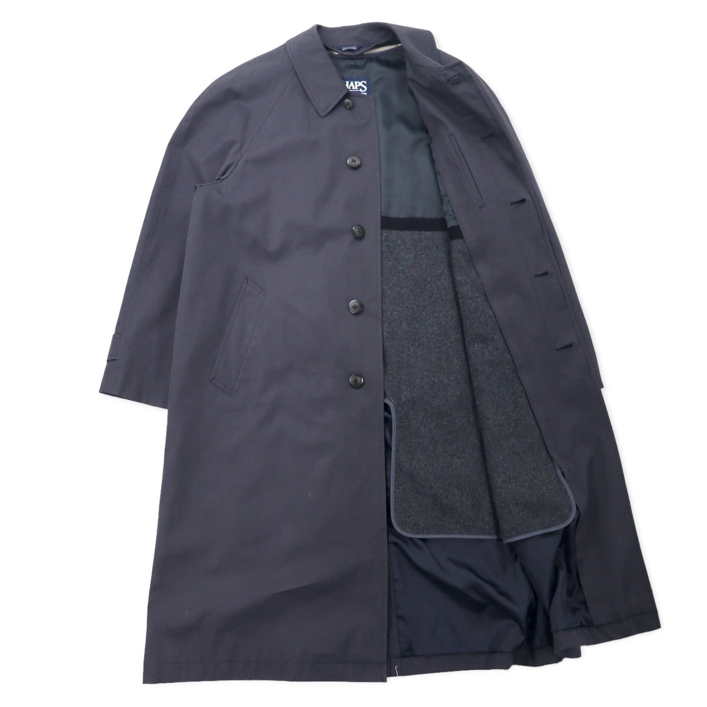 CHAPS RALPH LAUREN 90s Trench Coat, Size LL, Black, Cotton, Fly-front, Removable Liner