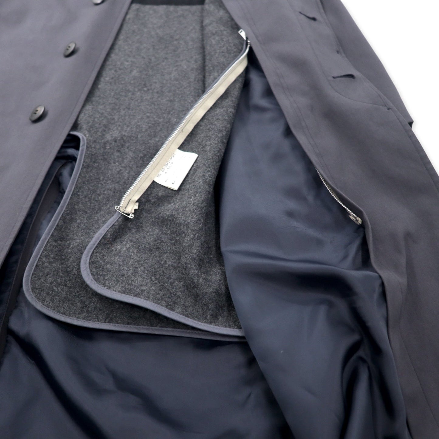 CHAPS RALPH LAUREN 90s Trench Coat, Size LL, Black, Cotton, Fly-front, Removable Liner