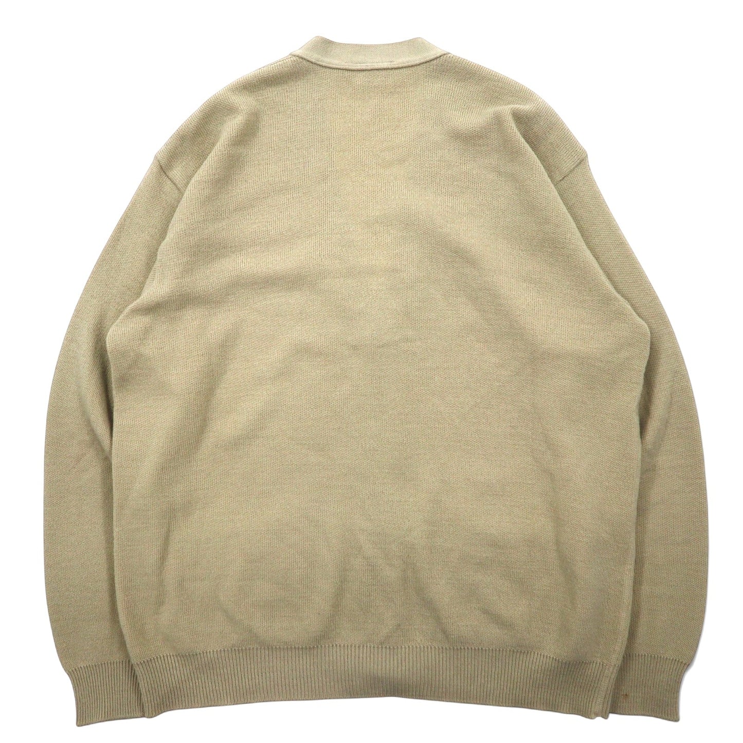 LACOSTE Knit Cardigan, XL, Beige Wool with Embroidered Logo