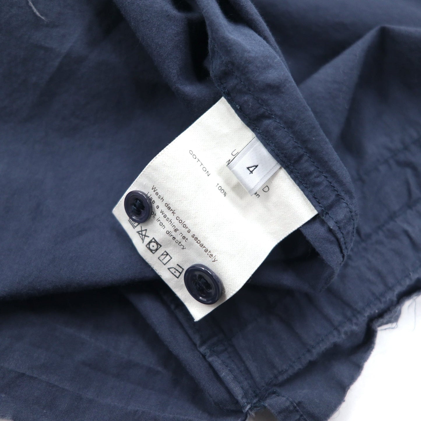 UNUSED Drawcord Shirt, XL, Navy, Cotton, Made in Japan