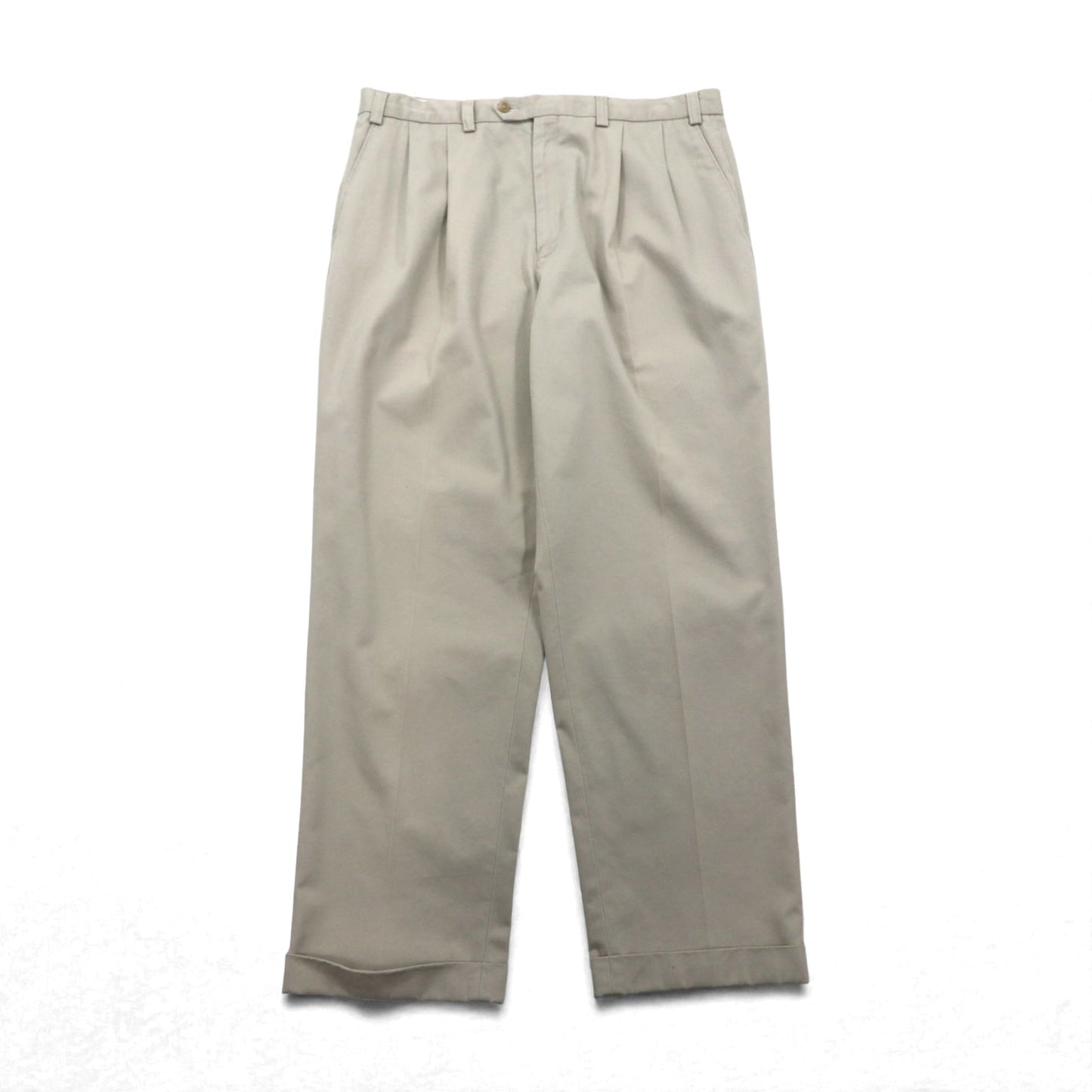 LAUREN RALPH LAUREN 90年代 2タック ワイド チノパンツ ワークパンツ L ベージュ プリーツ ダブルカフス