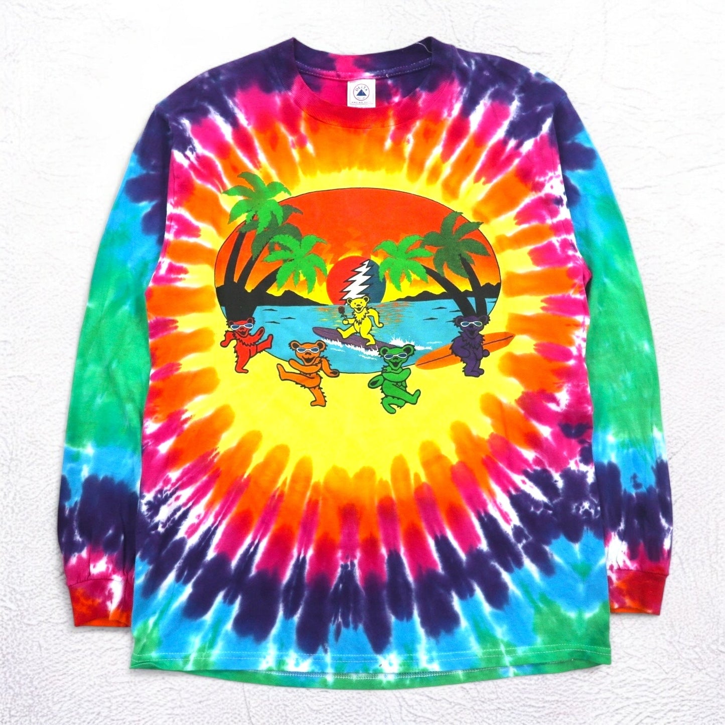 GRATEFUL DEAD Dancing Bear Tie-Dye Long Sleeve T-Shirt, Long™, Multicolor, Delta Body, Grateful Dead