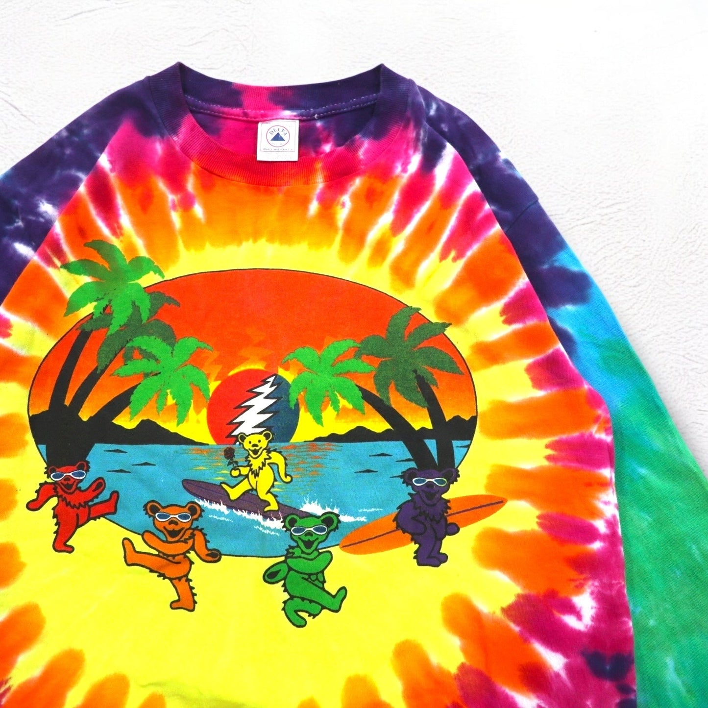 GRATEFUL DEAD Dancing Bear Tie-Dye Long Sleeve T-Shirt, Long™, Multicolor, Delta Body, Grateful Dead