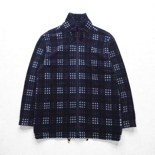 BURBERRY ノバチェック フルジップ フリースジャケット L ネイビー ドローコード