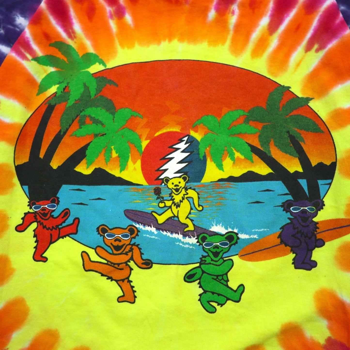 GRATEFUL DEAD Dancing Bear Tie-Dye Long Sleeve T-Shirt, Long™, Multicolor, Delta Body, Grateful Dead
