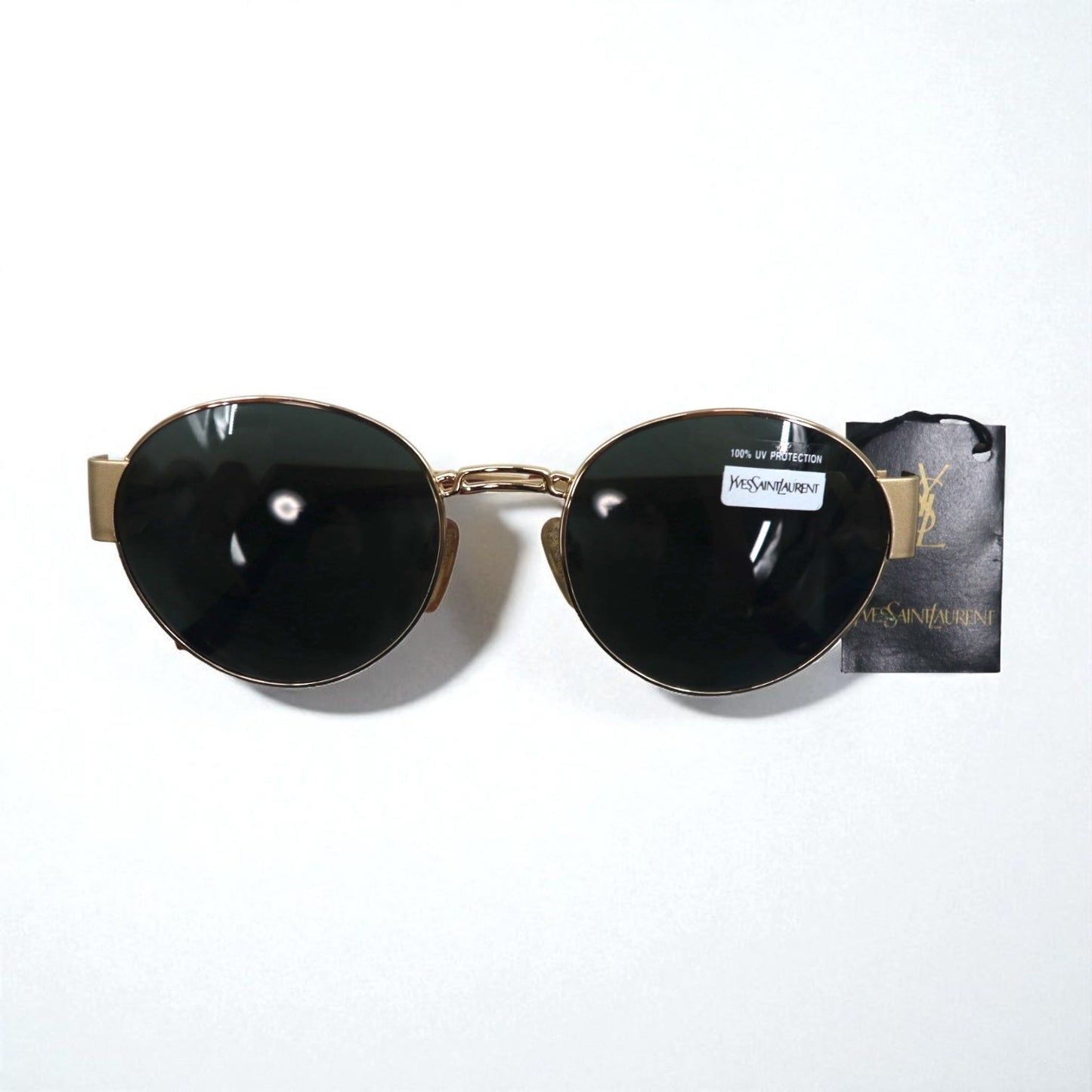 YVES SAINT LAURENT イタリア製 ボストン サングラス ゴールド メタルフレーム ラウンド 6037 Y101 135 未使用品 ヴィンテージ