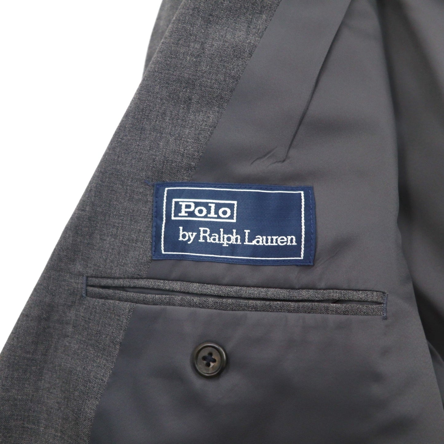 Polo Ralph Lauren 80年代 日本製 ピークドラペル ダブルブレスト セットアップ スーツ M グレー 金ボタン