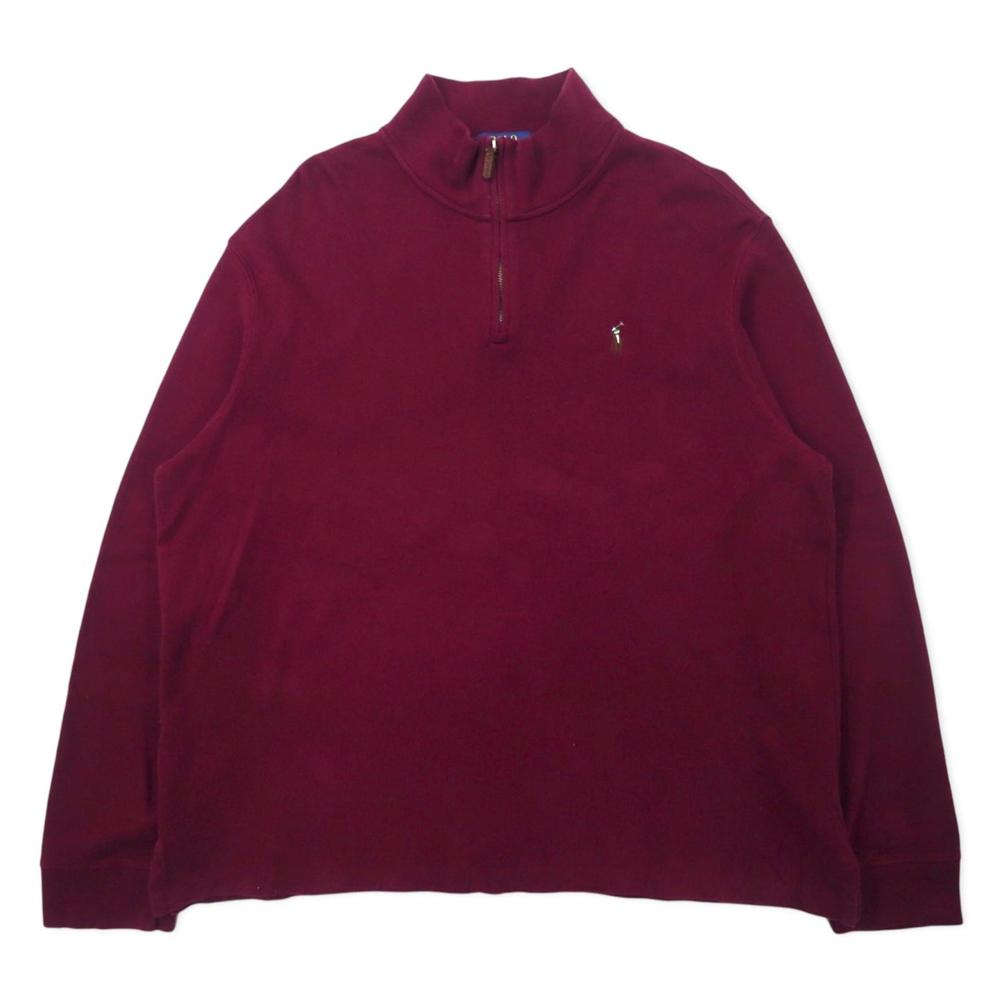 POLO RALPH LAUREN ハーフジップ スウェット XL パープル コットン ESTATE RIB スモールポニー刺繍