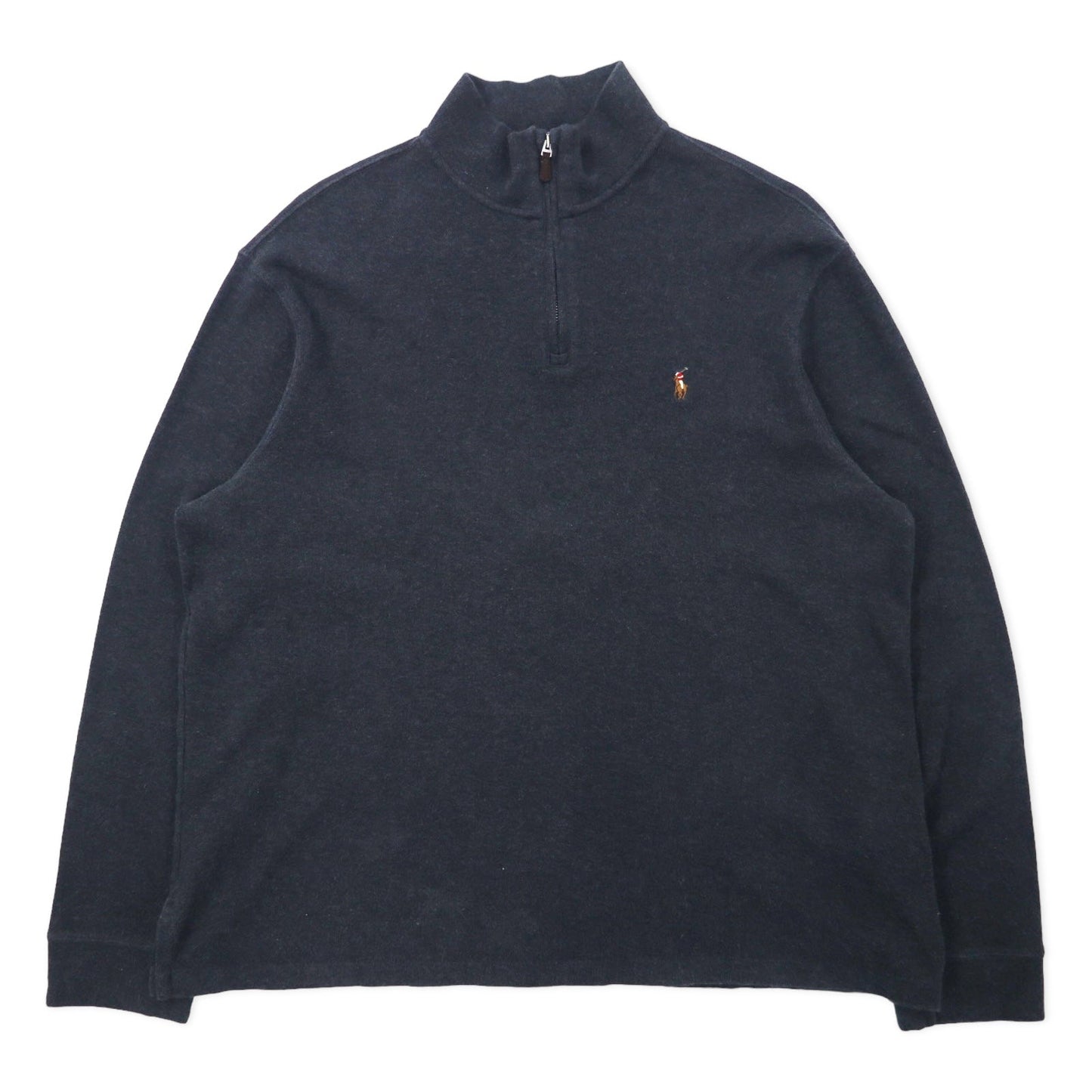 POLO RALPH LAUREN ハーフジップ スウェット XL グレー コットン ESTATE RIB スモールポニー刺繍
