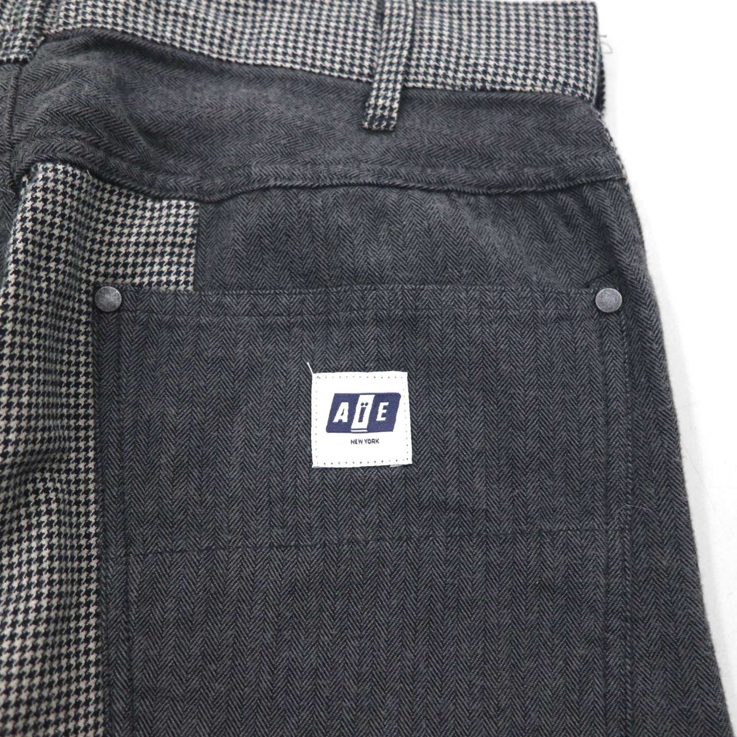 AiE (Nepenthes) 2022AW Krazy Pant, Made in USA, Size M, Gray, Hickory Stripe, Herringbone, Unused