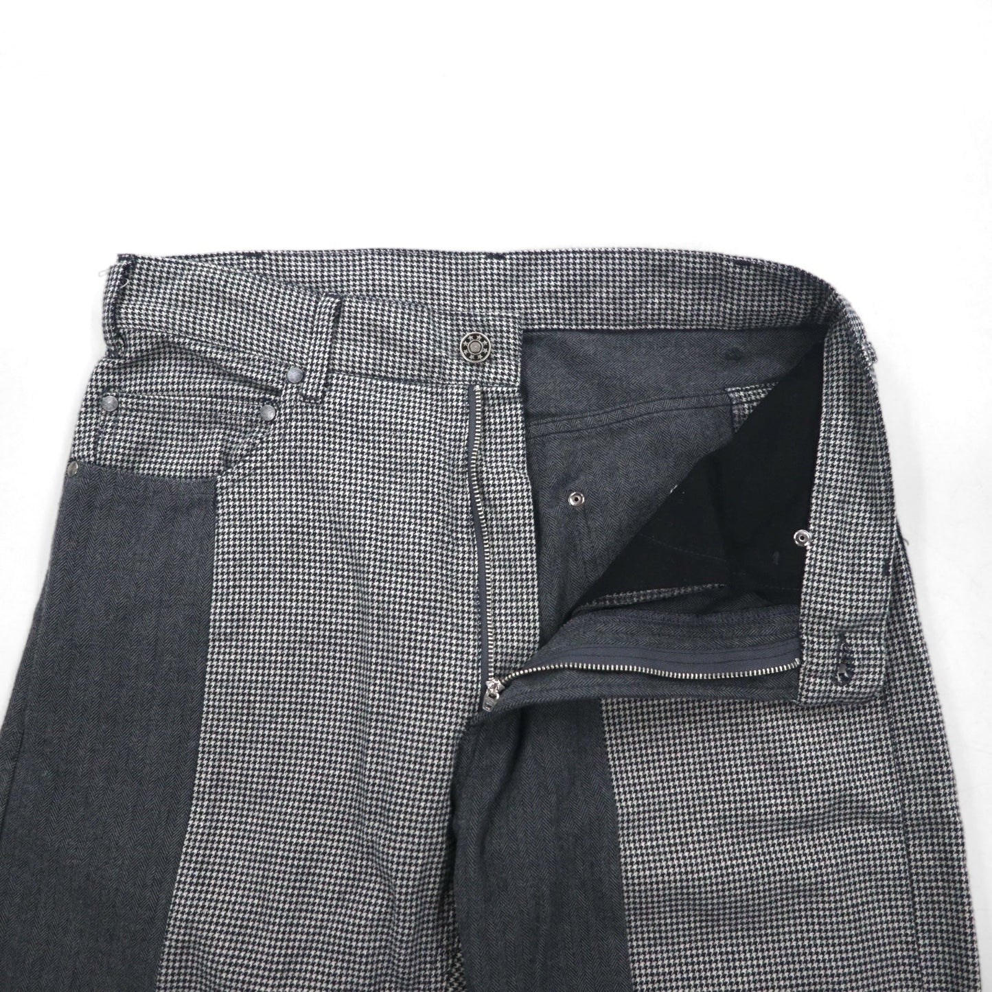 AiE (Nepenthes) 2022AW Krazy Pant, Made in USA, Size M, Gray, Hickory Stripe, Herringbone, Unused