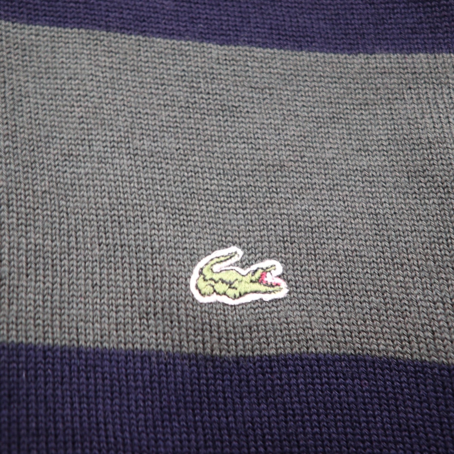LACOSTE 80年代 ニット ポロ シャツ セーター XL グリーン ウール ボーダー