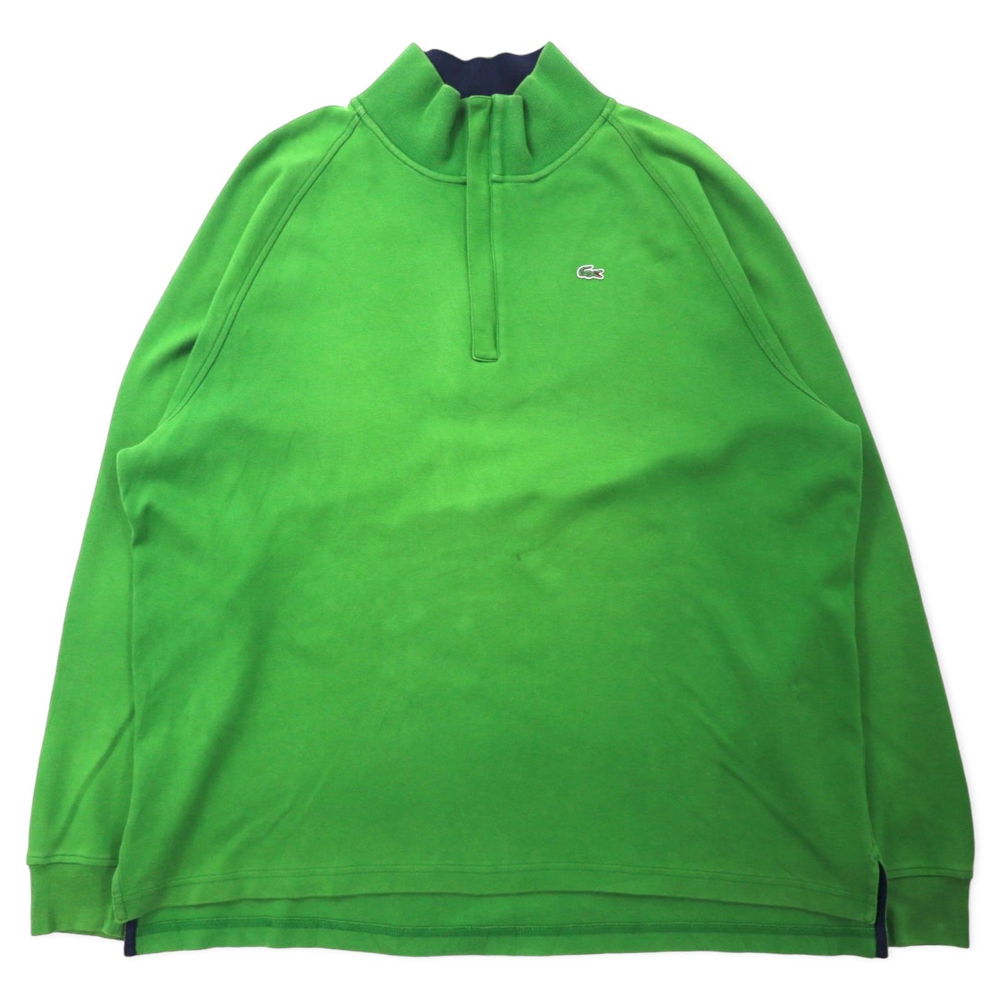 LACOSTE Half-Zip Sweatshirt, Size 9, Green Cotton, One-Point Logo, 5191L, Oversized, Made in Peru