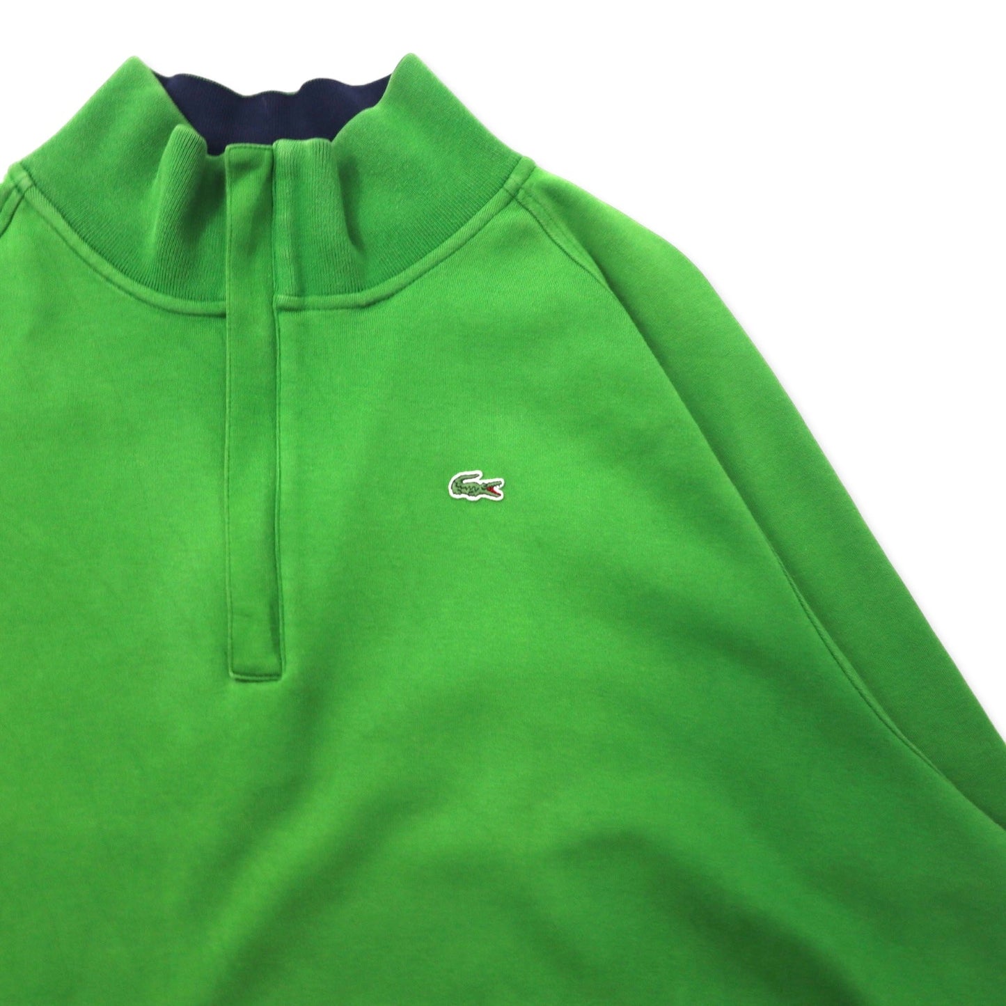 LACOSTE Half-Zip Sweatshirt, Size 9, Green Cotton, One-Point Logo, 5191L, Oversized, Made in Peru