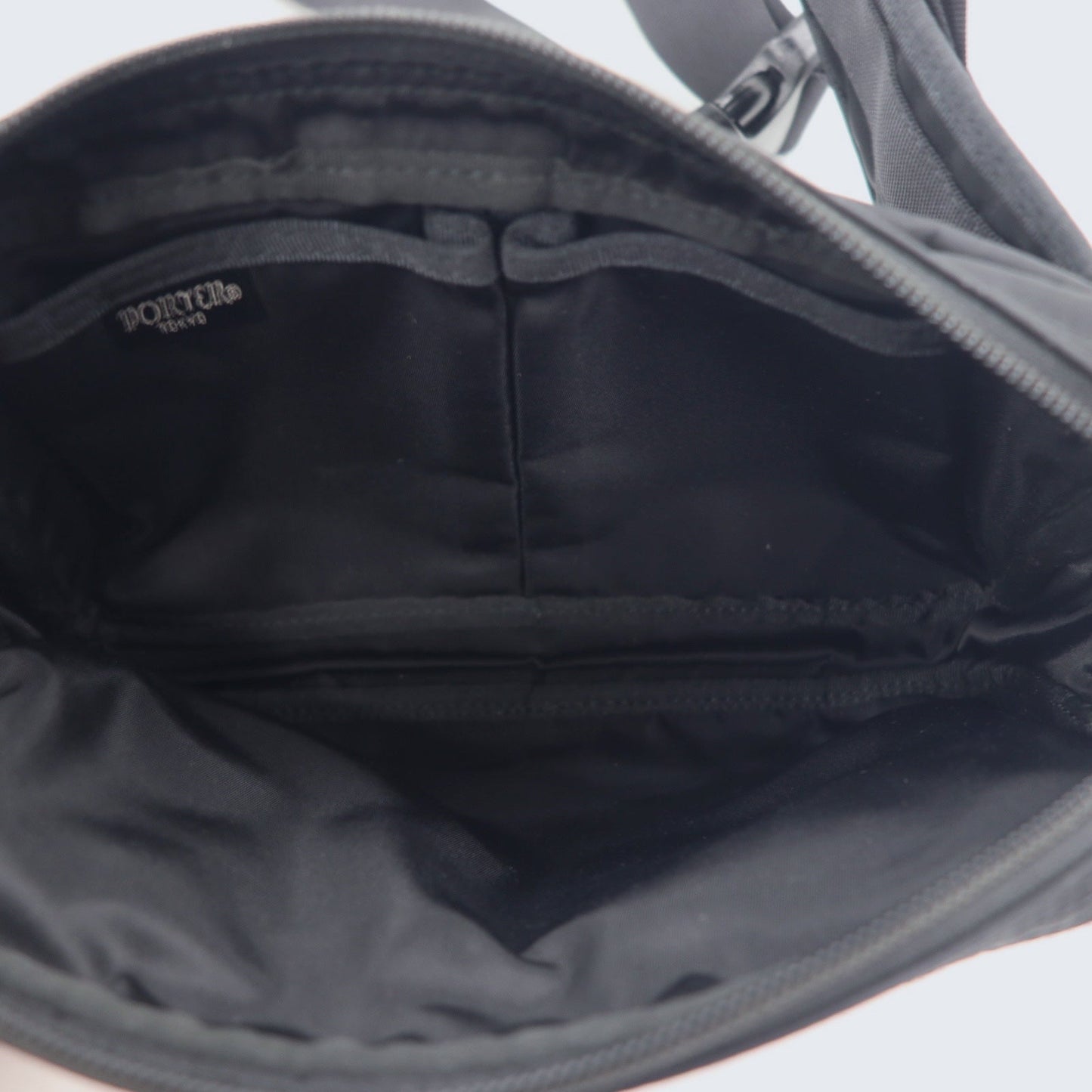 PORTER Waist Bag, Body Bag, Black Nylon, Diamond Pattern, Made in Japan