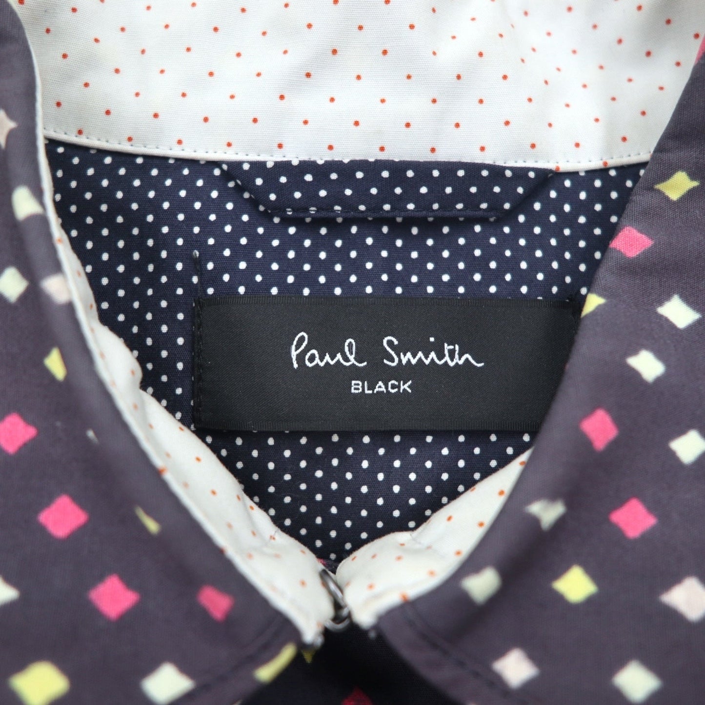 Paul Smith BLACK Rubberized Trench Coat, Size L, Navy, All-Over Dot Pattern, Double-Breasted, Belted, Waterproof