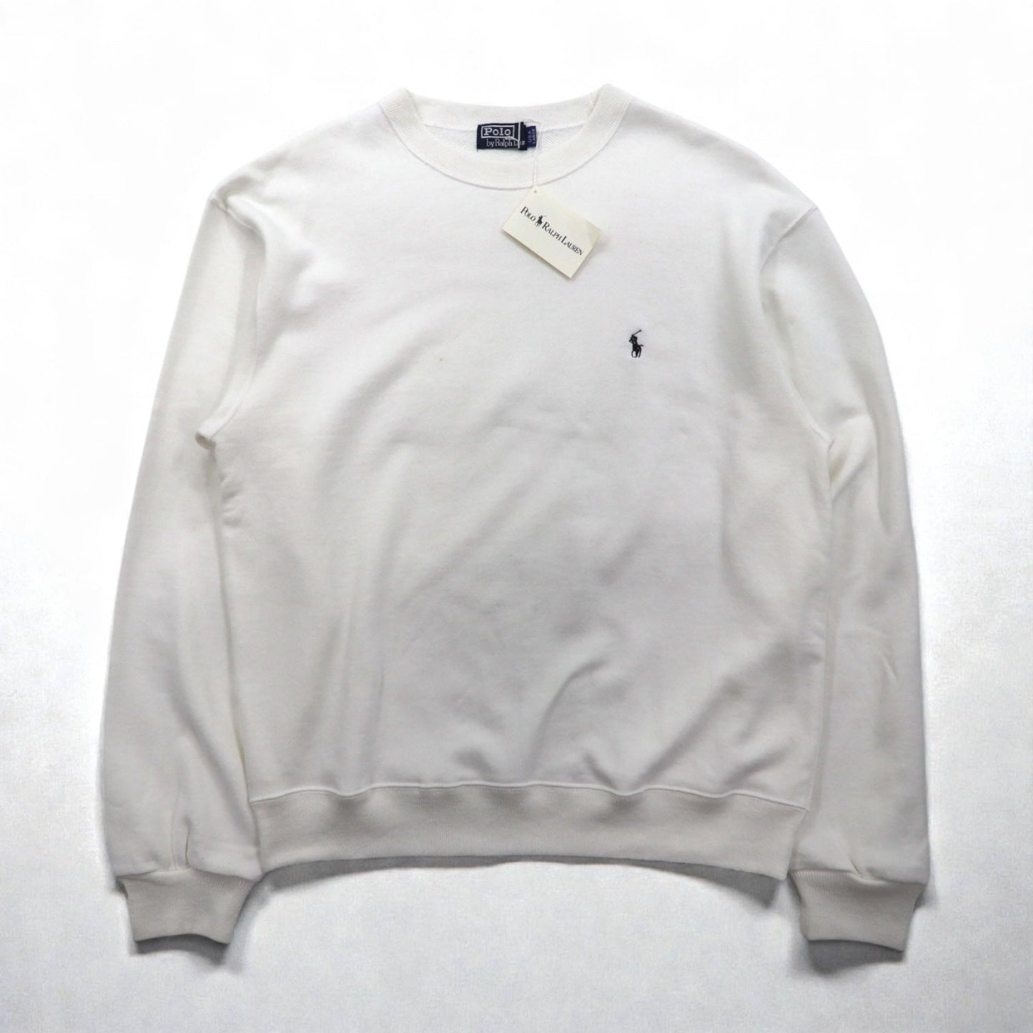 Polo Ralph Lauren 90年代 USA製 スウェット トレーナー L ホワイト スモールポニー刺繡 デッドストック 未使用品