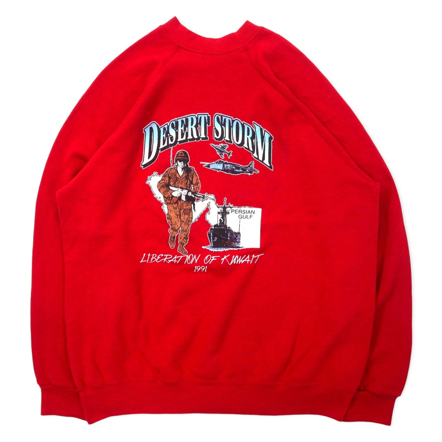 ARTEX USA Made 90s Printed Sweatshirt, Size XL, Red, Cotton, Fleece-Lined, DESERT STORM