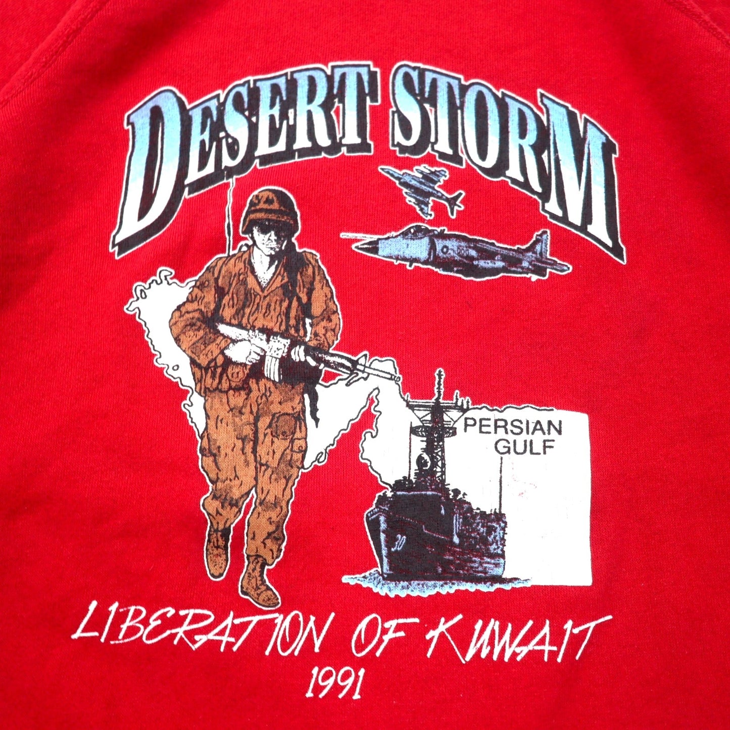 ARTEX USA Made 90s Printed Sweatshirt, Size XL, Red, Cotton, Fleece-Lined, DESERT STORM