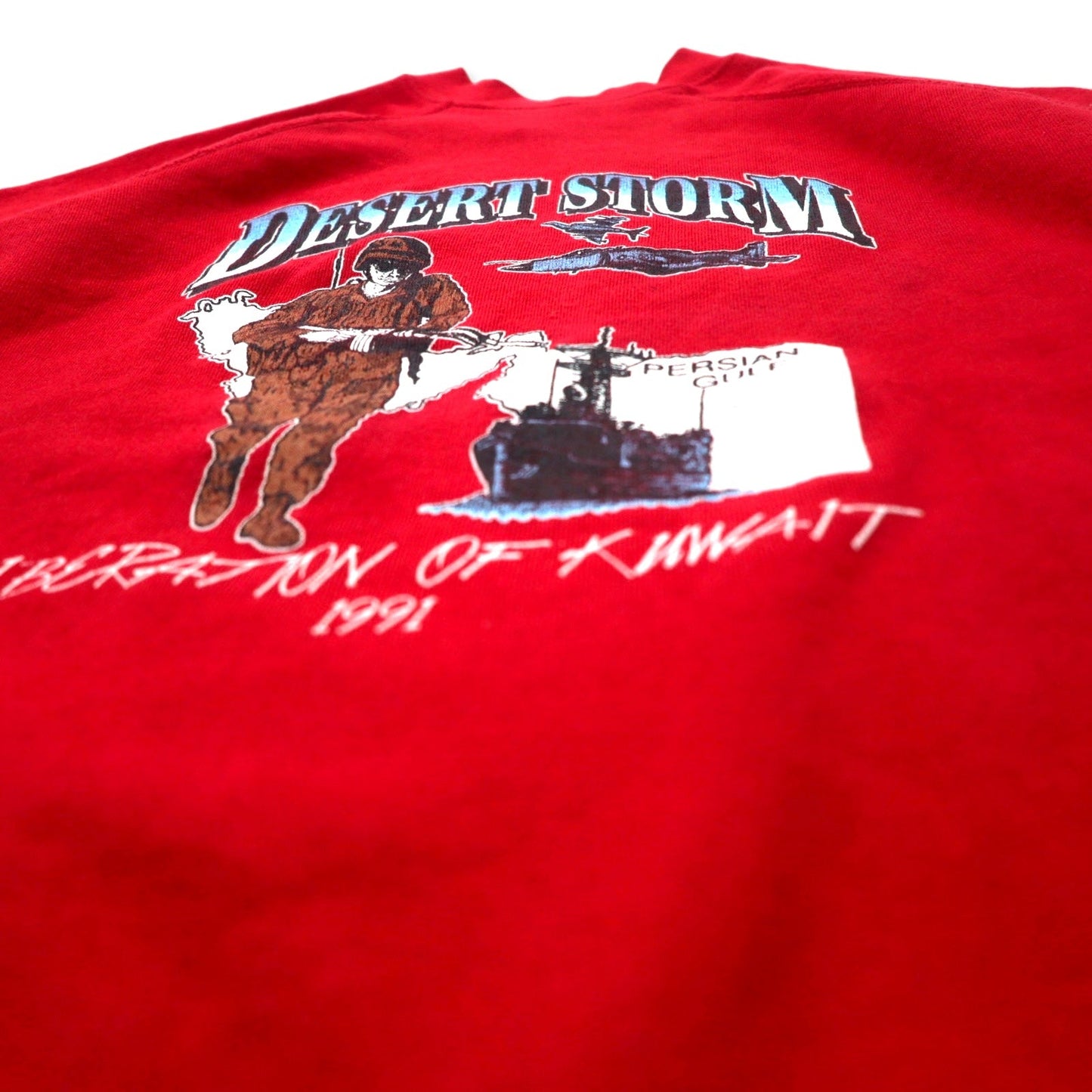 ARTEX USA Made 90s Printed Sweatshirt, Size XL, Red, Cotton, Fleece-Lined, DESERT STORM