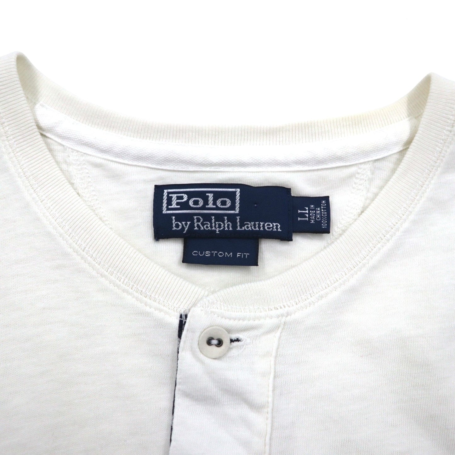 Polo by Ralph Lauren Henley T-Shirt, XL, White, Ink-Dip Print, Numbering, Custom Fit